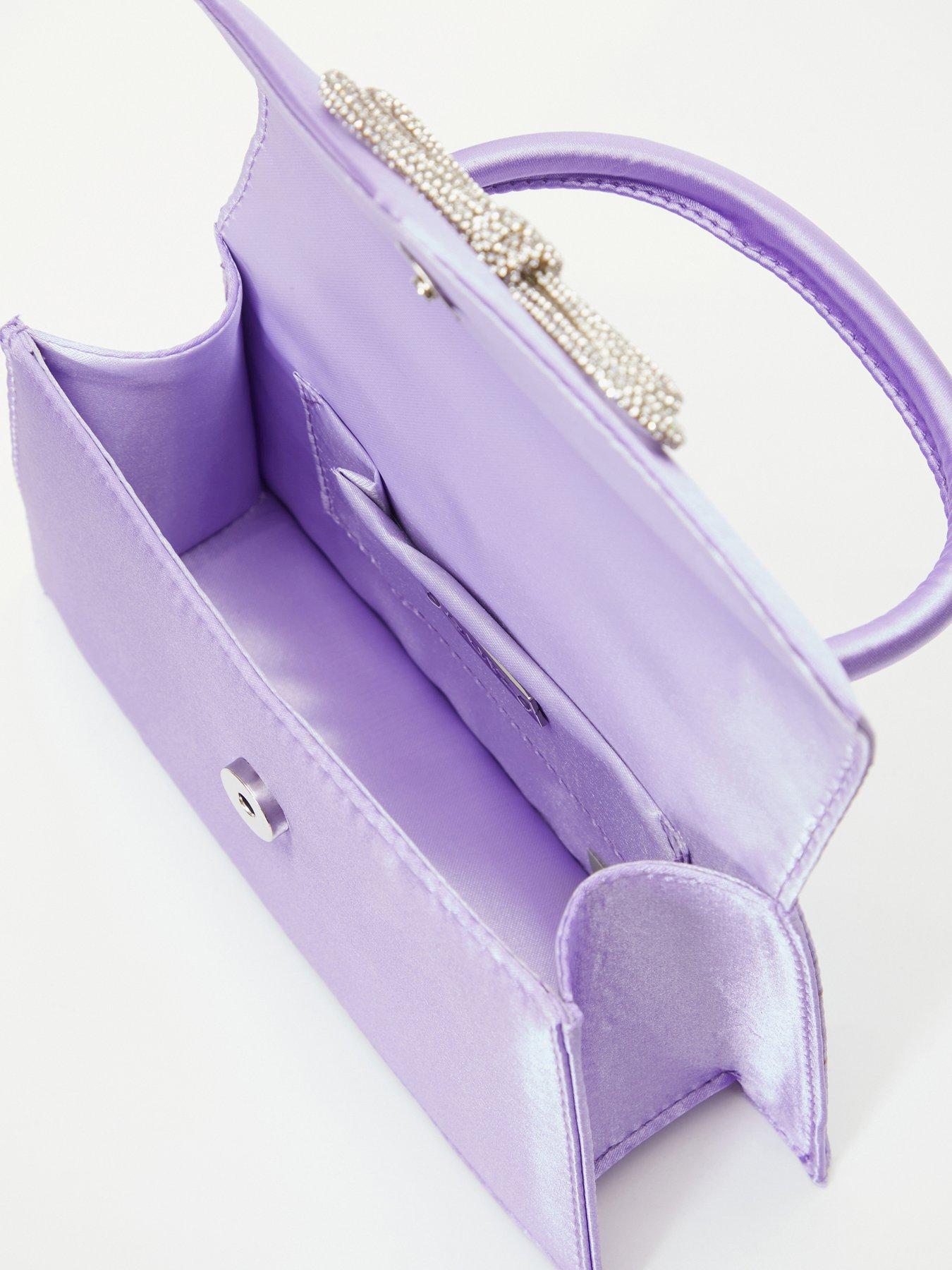 Image 4 of 4 of Quiz Satin Diamante Bow Mini Tote Bag