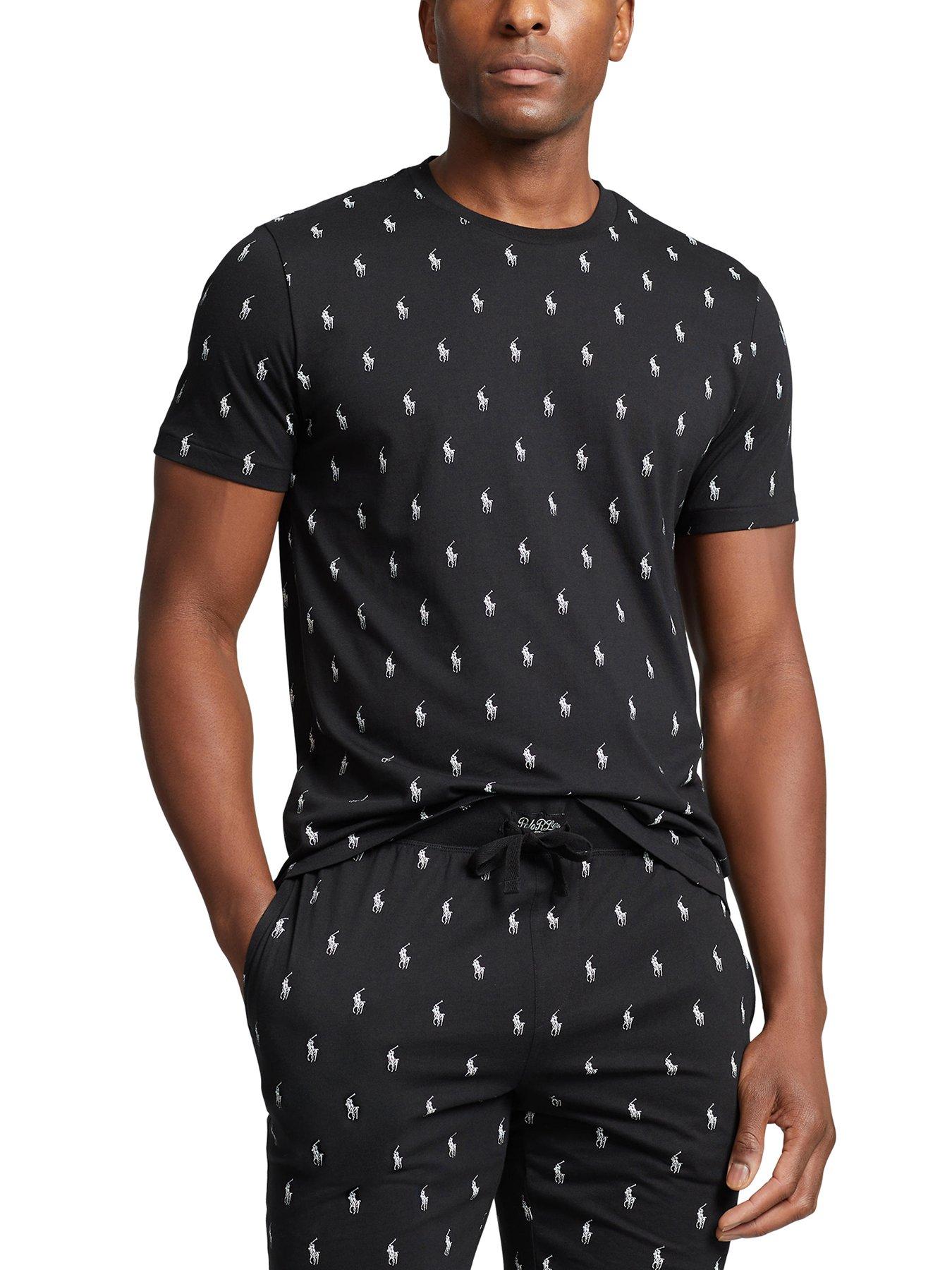 Image 1 of 4 of Polo Ralph Lauren Allover Print Lounge T-Shirt - Black