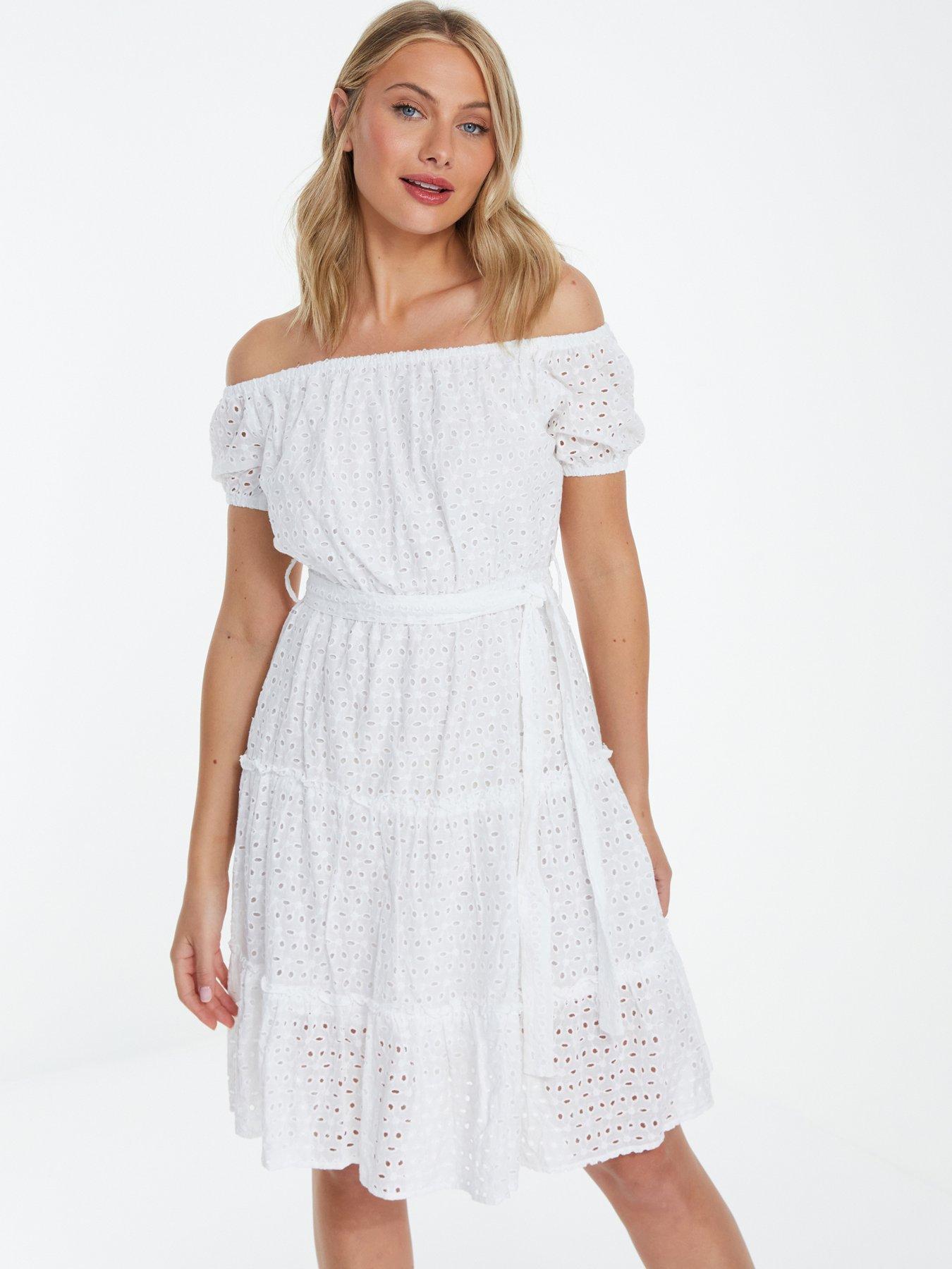 White broderie bardot outlet dress