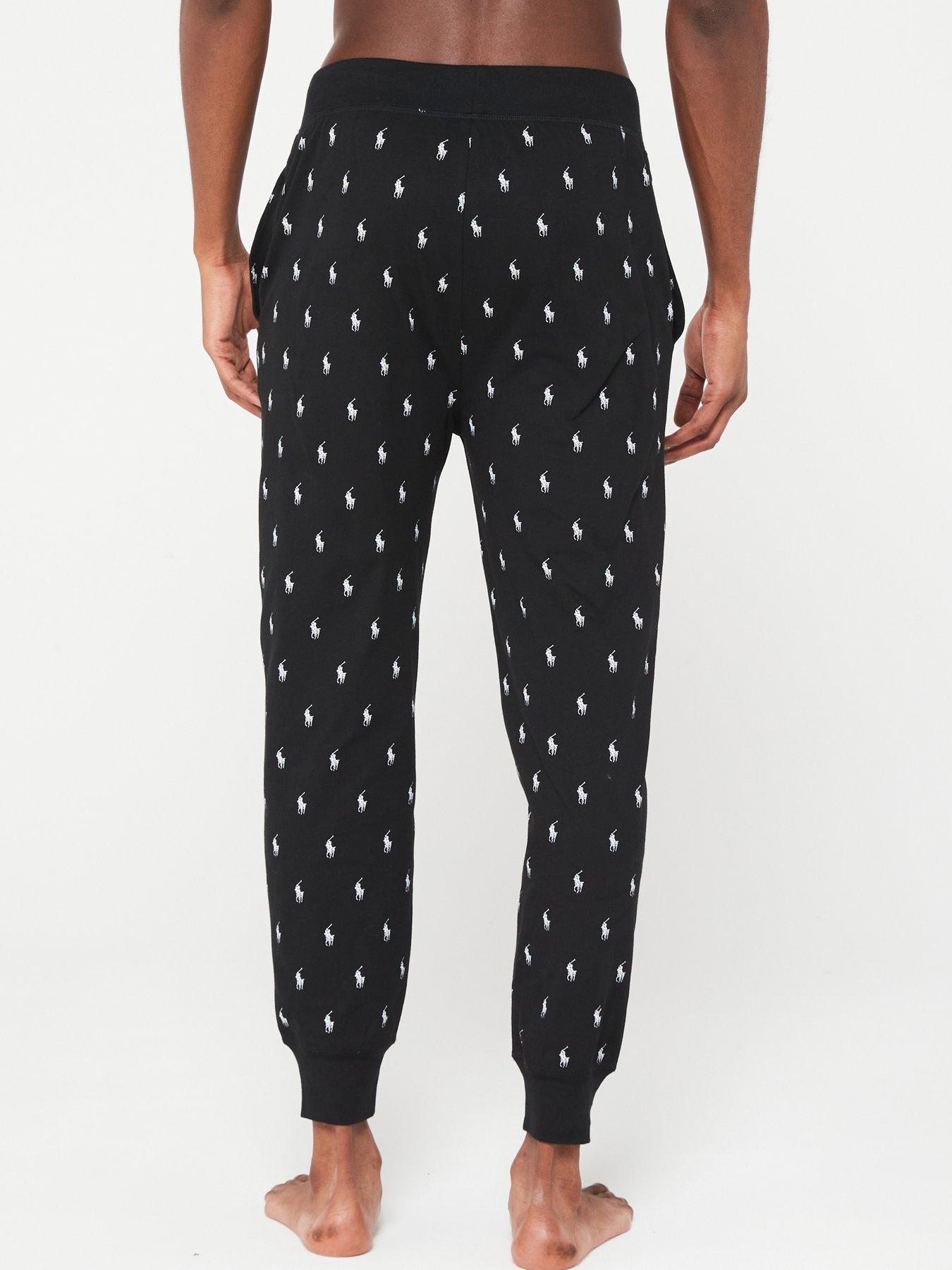 Image 2 of 4 of Polo Ralph Lauren All Over Print Pyjama Jogger- Black/White