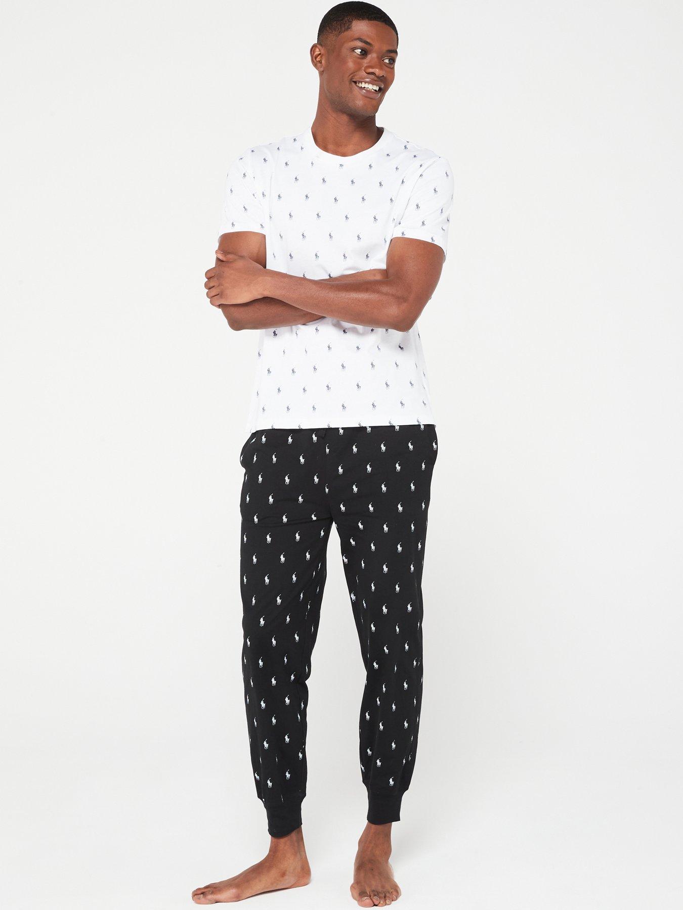 Image 3 of 4 of Polo Ralph Lauren All Over Print Pyjama Jogger- Black/White