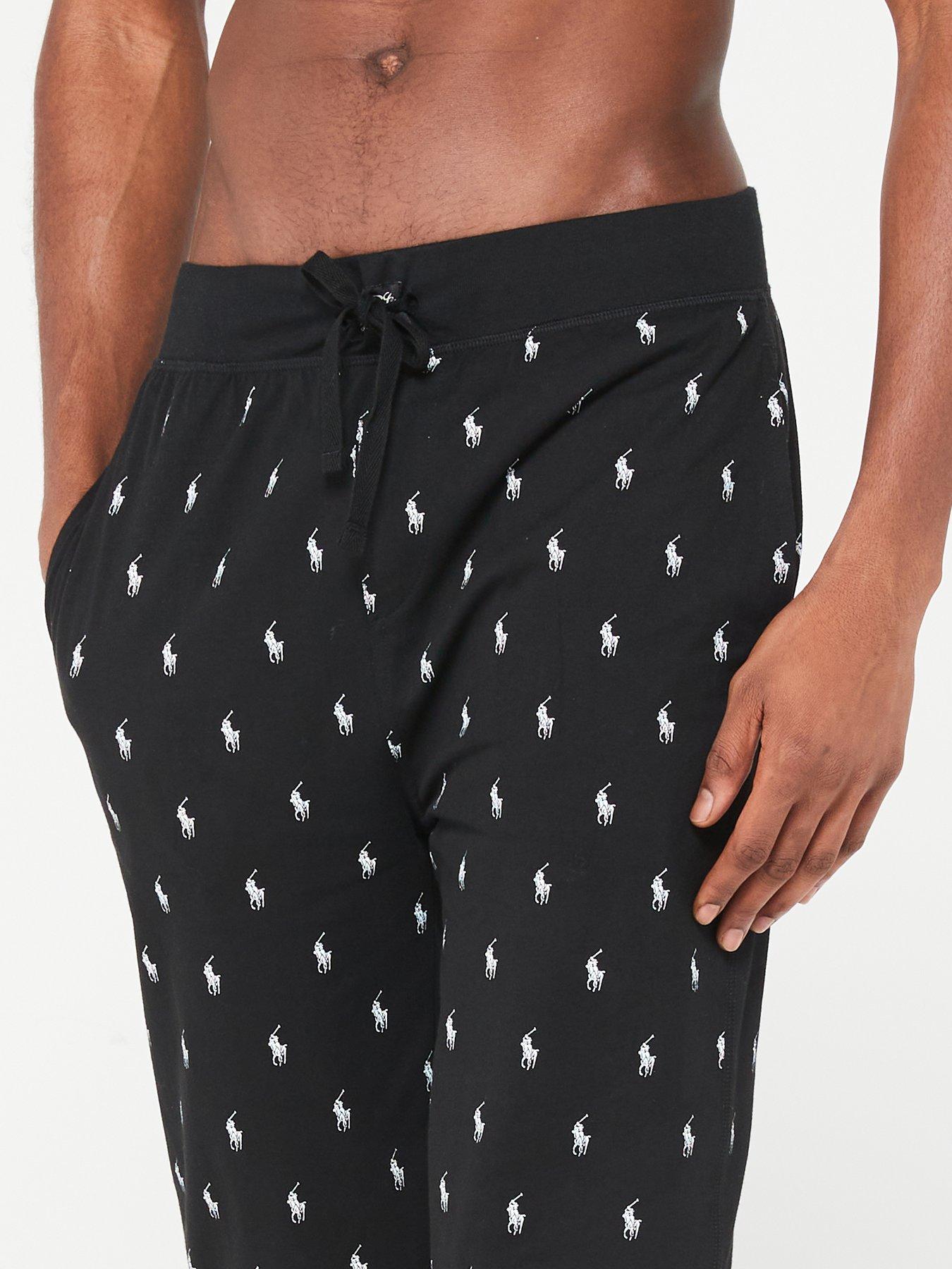 Image 4 of 4 of Polo Ralph Lauren All Over Print Pyjama Jogger- Black/White