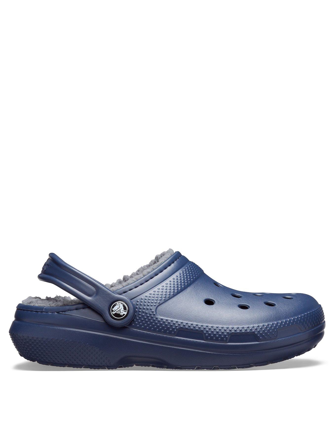 Navy blue fur store lined crocs