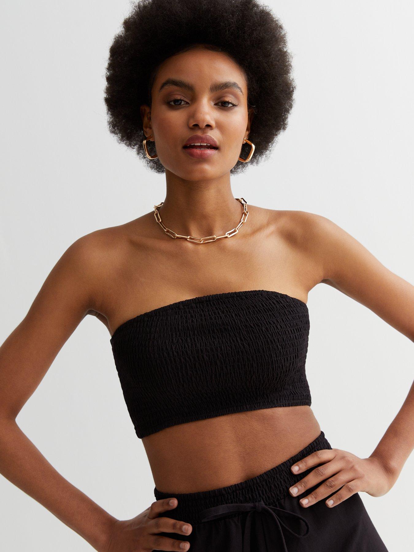 Jersey Shirred Bandeau Top