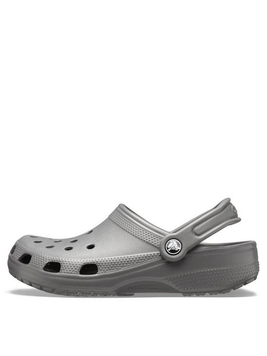 front image of crocs-mens-classic-clog-sandal-grey