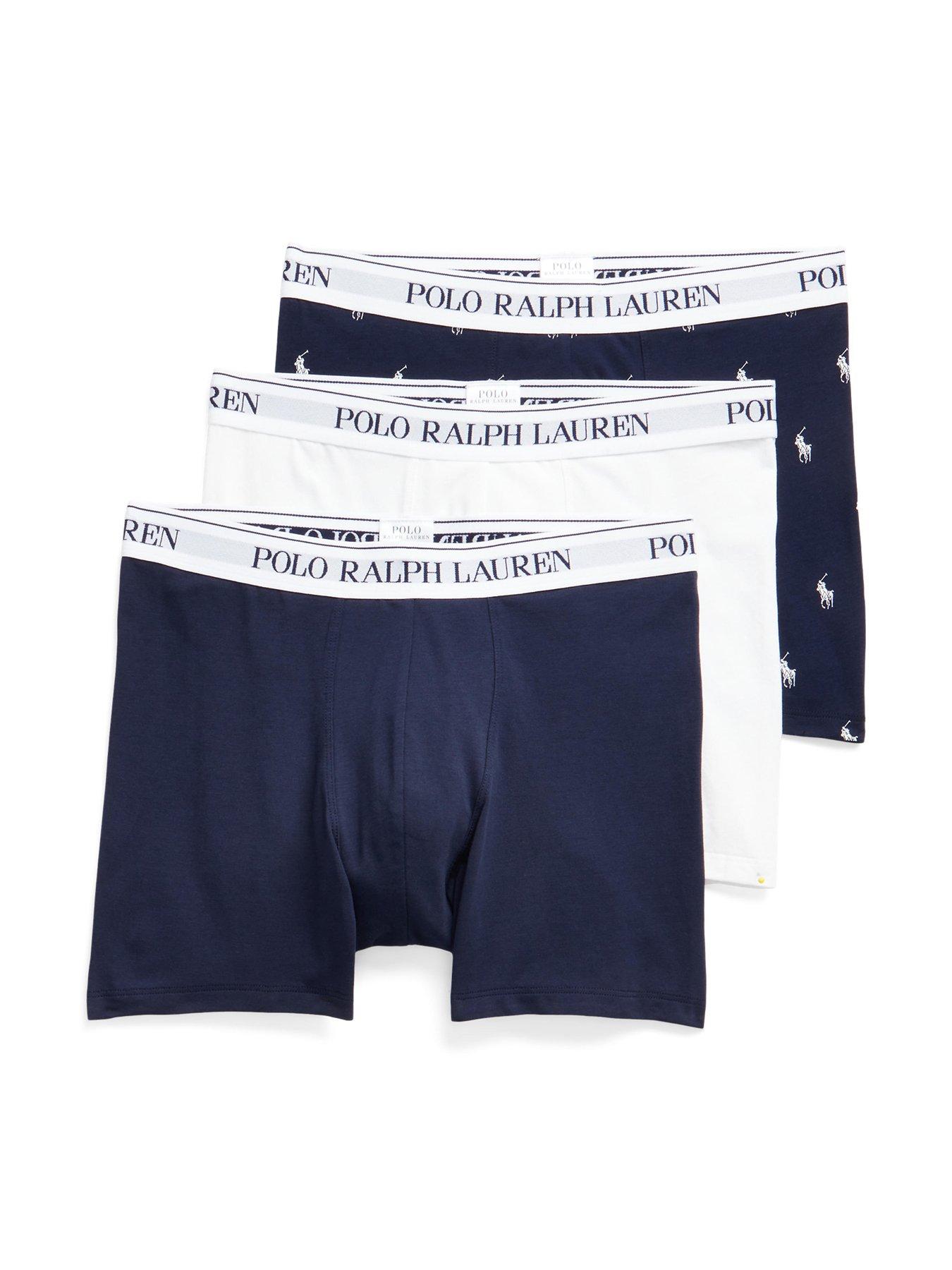 Image 1 of 5 of Polo Ralph Lauren 3 Pack Boxer Briefs - Blue/White