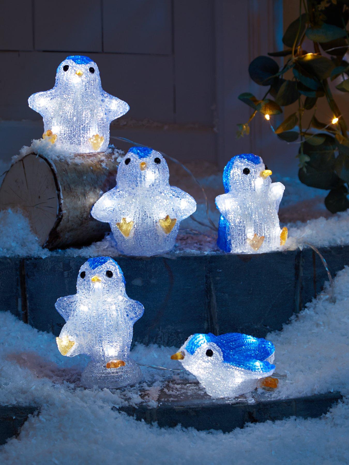 Product photograph of Three Kings Set Of 5 Battery Operated Penguin Outdoor Christmas Lights from very.co.uk