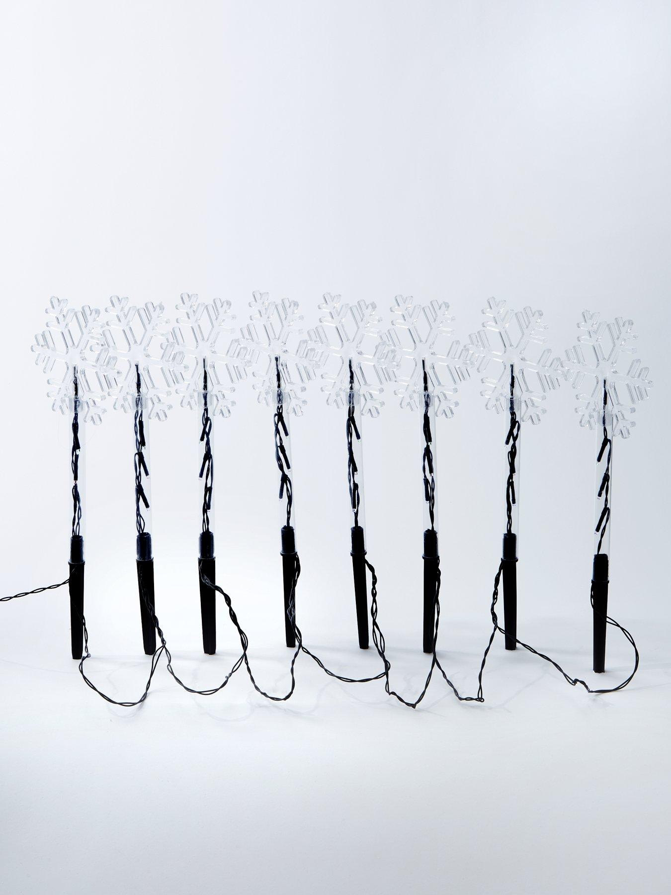 Three Kings Set of 8 Battery Powered Multi Snowflake Pathfinder Outdoor