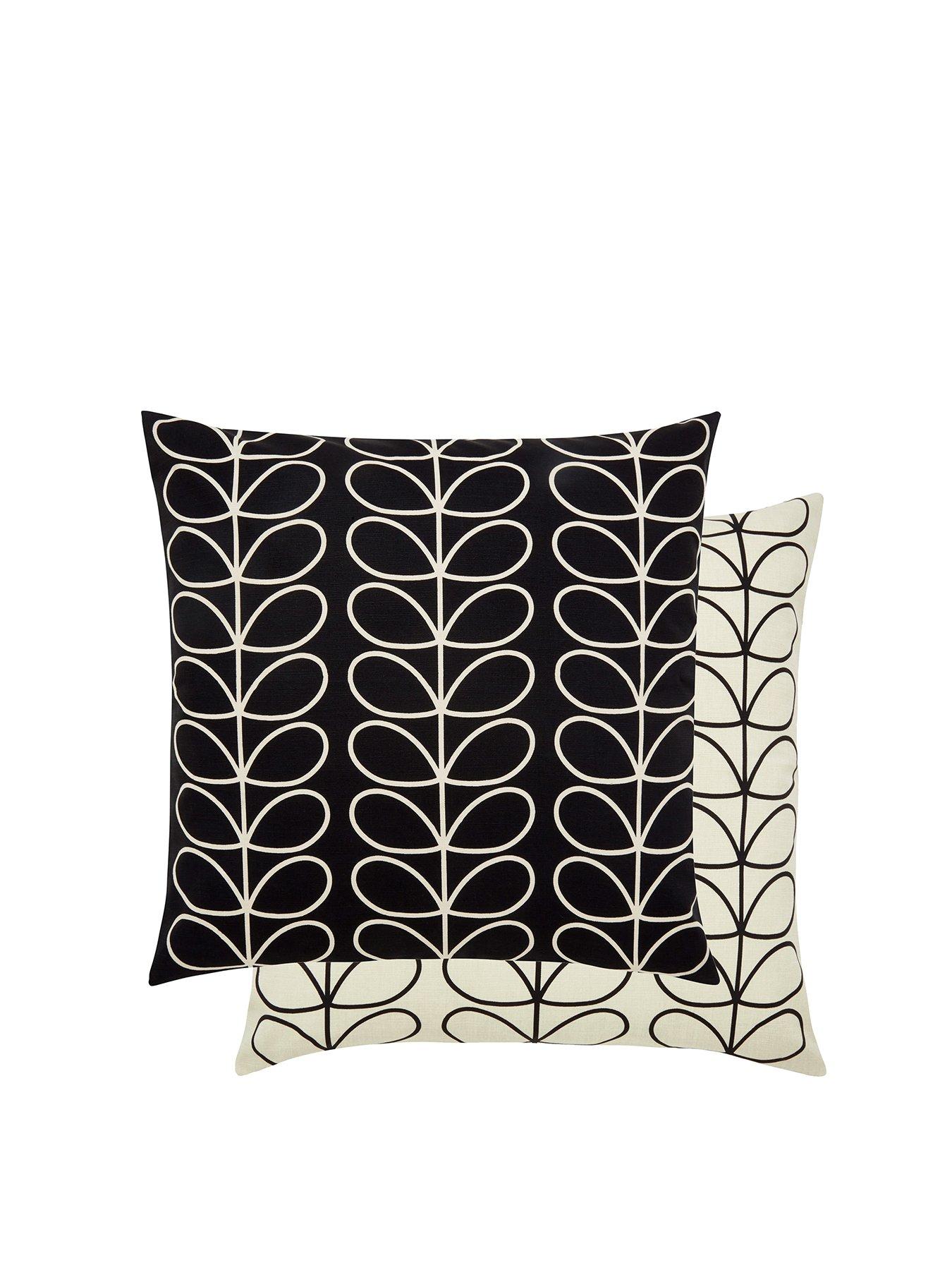 Product photograph of Orla Kiely Small Linear Stem Cushion - Monochrome from very.co.uk