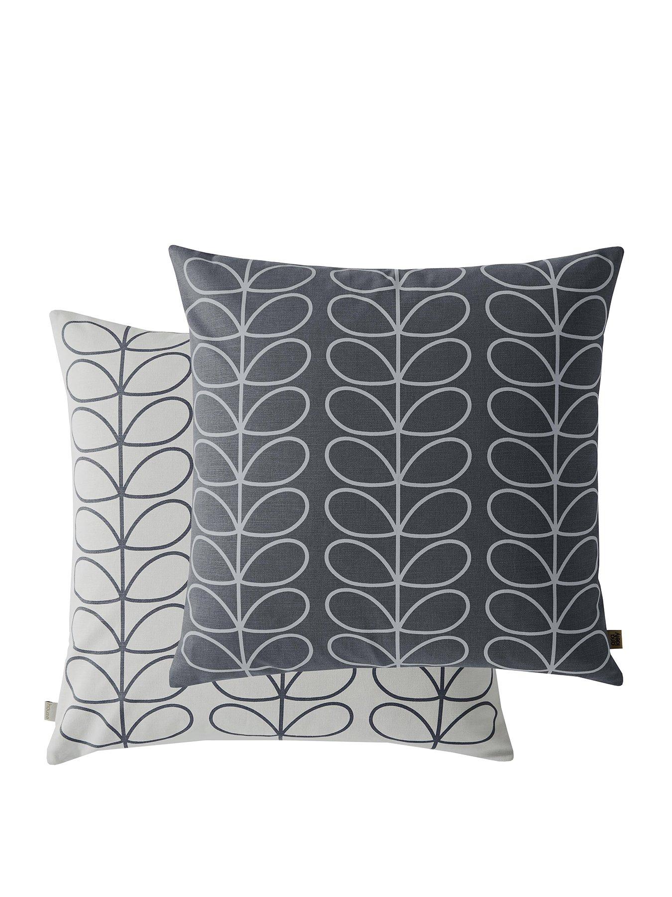 undefined 100% Cotton Small Linear Stem Cushion - COOL GREY