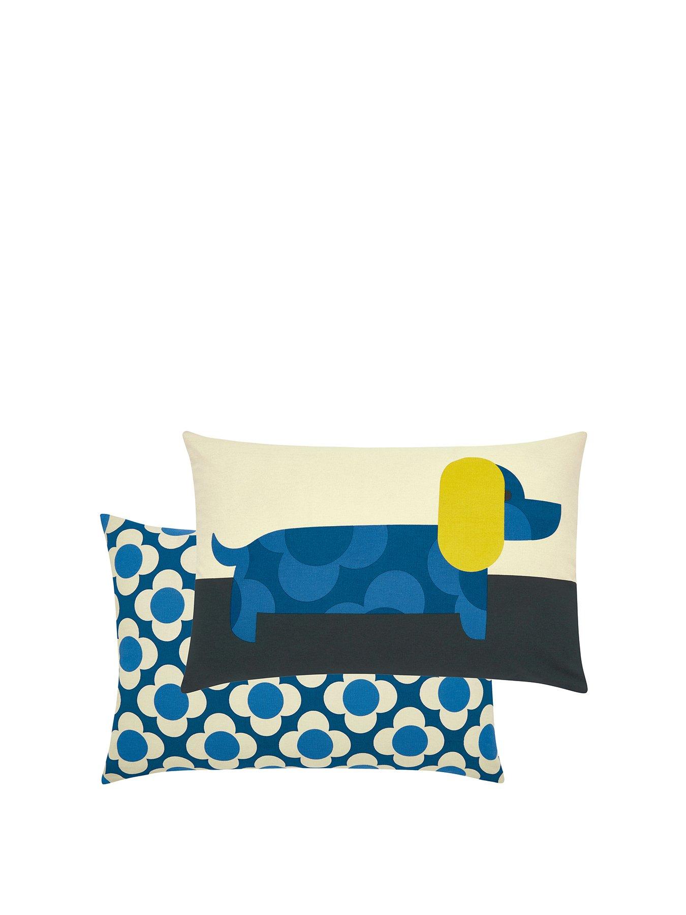 Product photograph of Orla Kiely Dachshund Cushion - Yellow from very.co.uk