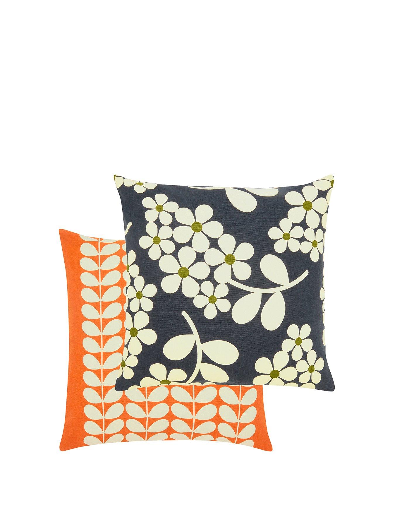 Product photograph of Orla Kiely Wisteria Cushion - Navy from very.co.uk