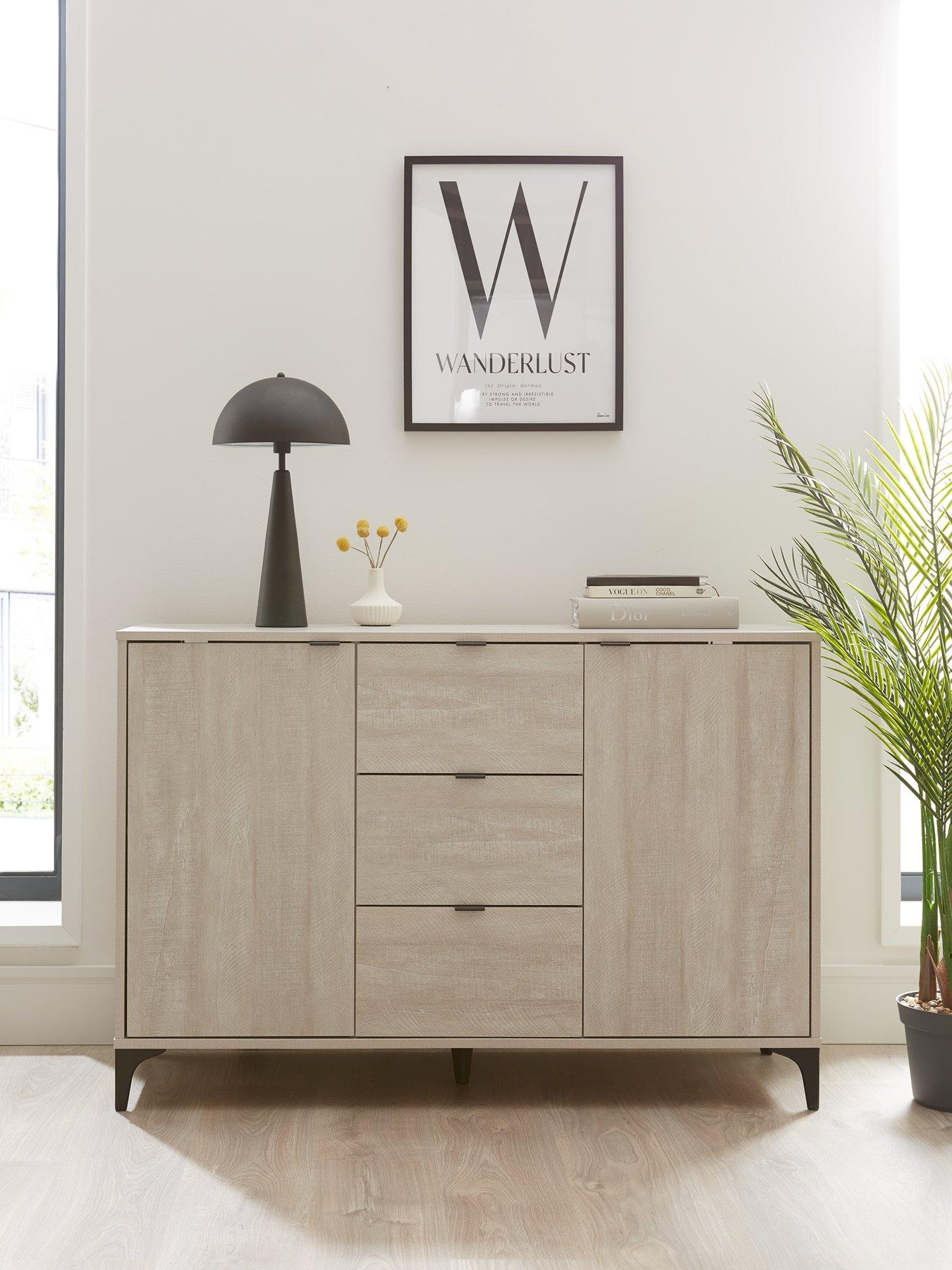 Grey and 2024 walnut sideboard