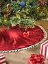  image of very-home-red-velvet-christmas-tree-skirt-with-pom-poms-100-cm