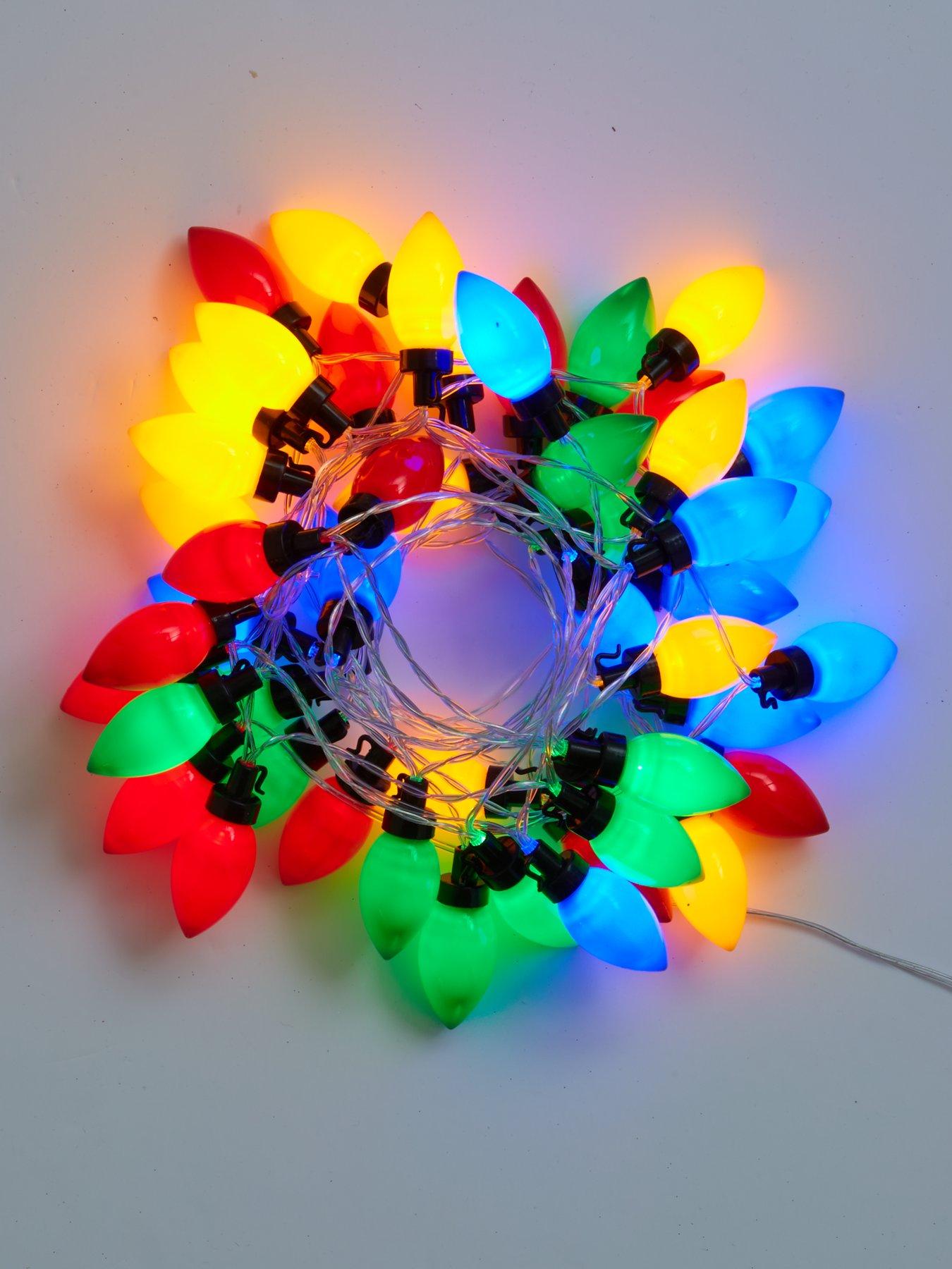 Battery Operated Multi Coloured Bulb Shaped Outdoor Christmas Lights with Multifunction
