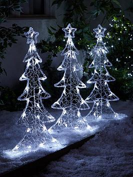 Product photograph of Very Home Set Of 3 Acrylic Tree Outdoor Christmas Lights from very.co.uk