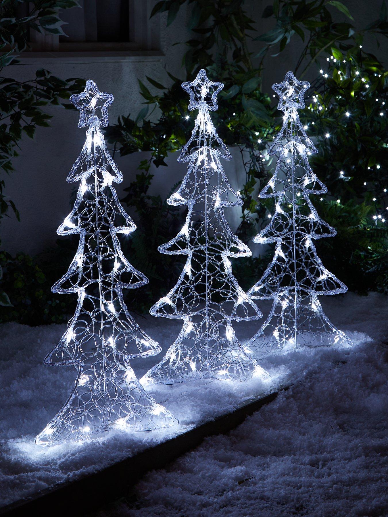 Very Home Set of 3 Acrylic Tree Outdoor Christmas Lights very