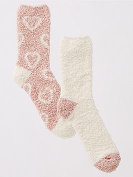 Everyday 2 Pack Lounge Cosy Socks - Pink/Cream