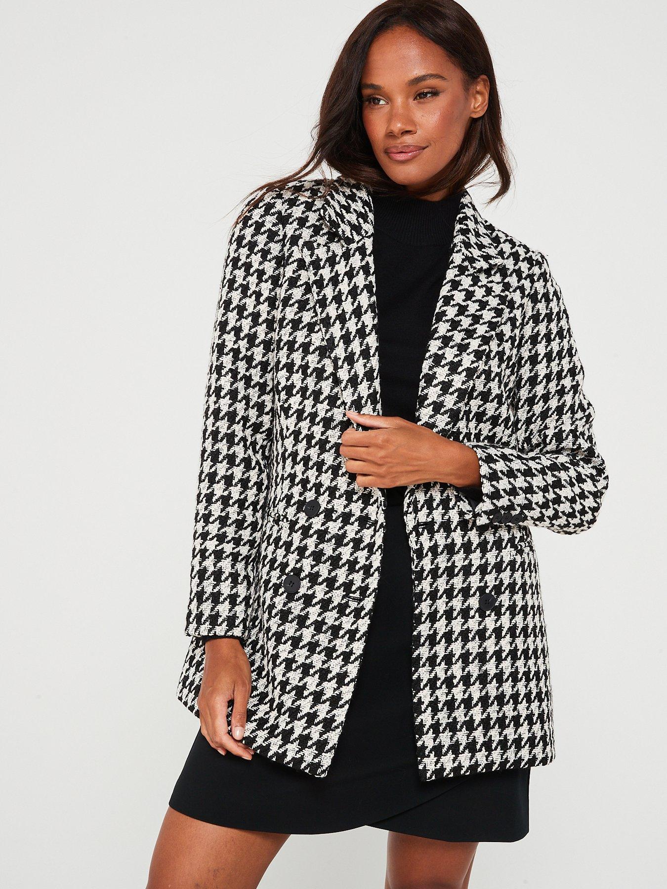 Women's Premium Houndstooth Double Breasted Boucle Blazer