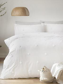 Product photograph of Appletree Dot Garden 100 Cotton Duvet Cover Set - White from very.co.uk