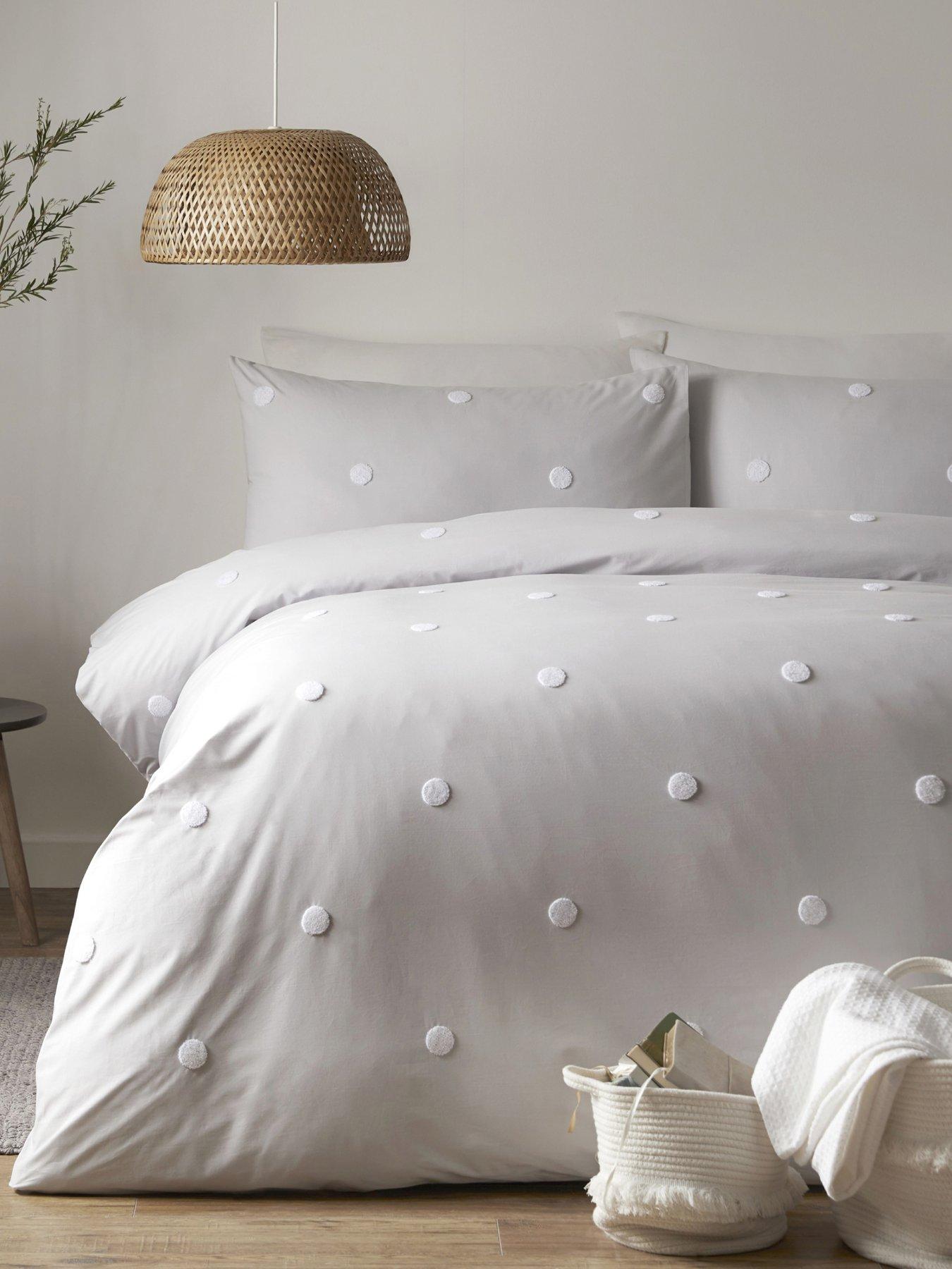 Product photograph of Appletree Dot Garden 100 Cotton Duvet Cover Set - Grey from very.co.uk