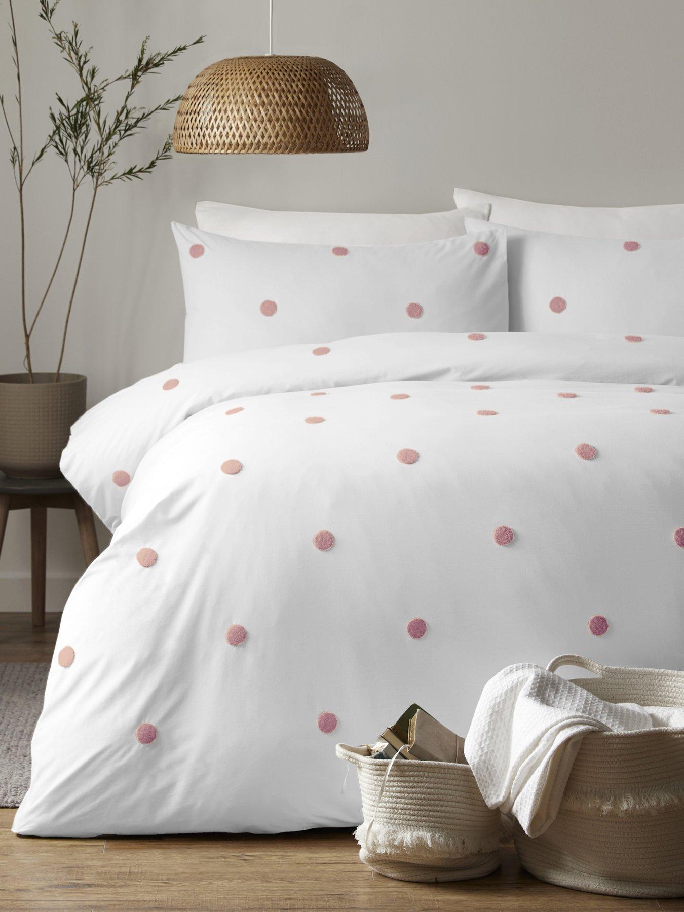 Product photograph of Appletree Dot Garden 100 Cotton Duvet Cover Set In Pink from very.co.uk