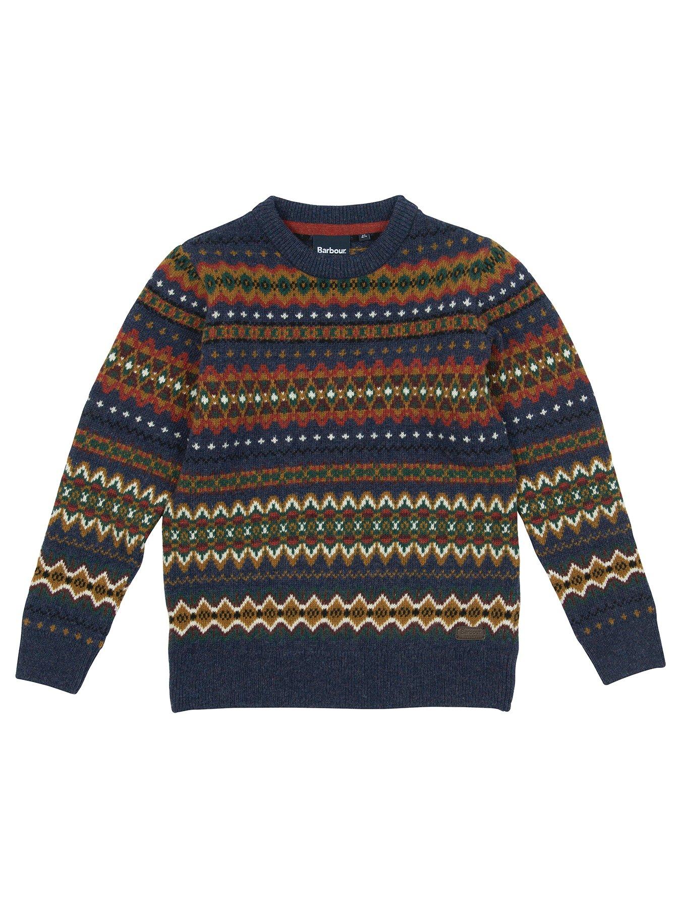 Boys Case Fairisle Crew Neck Jumper Navy Marl