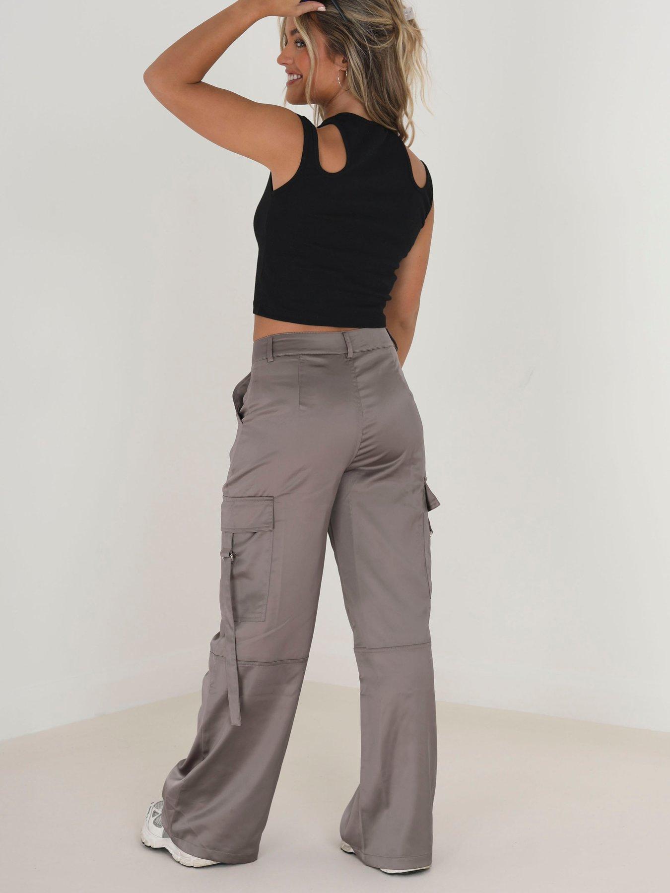 Satin cargo trousers