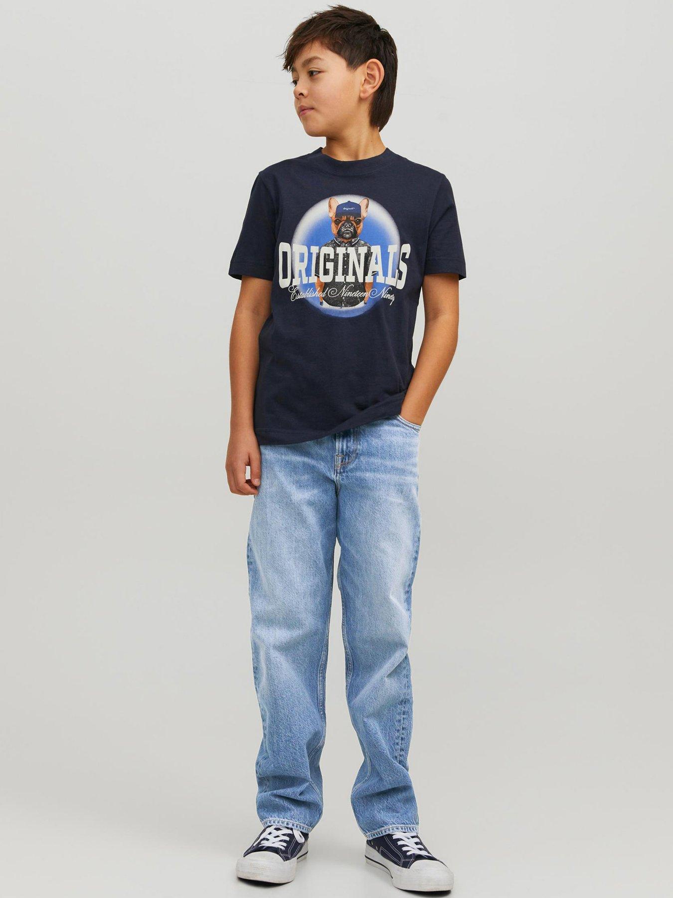 Image 1 of 4 of Jack & Jones Junior Boys Chris Original 920 Loose Jeans - Blue Denim