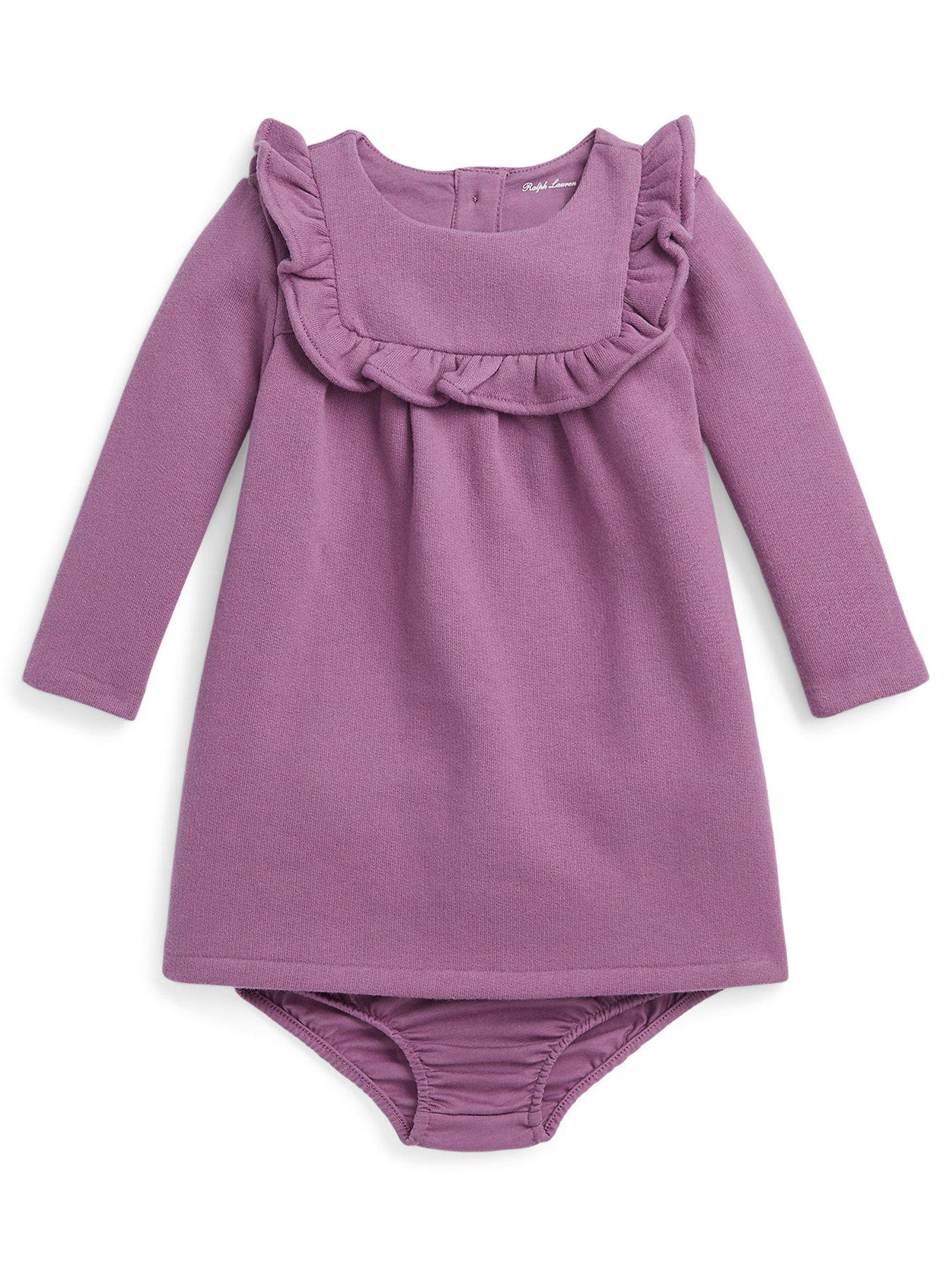 Baby Girl Ruffle Yoke Sweat Dress Tea Rose