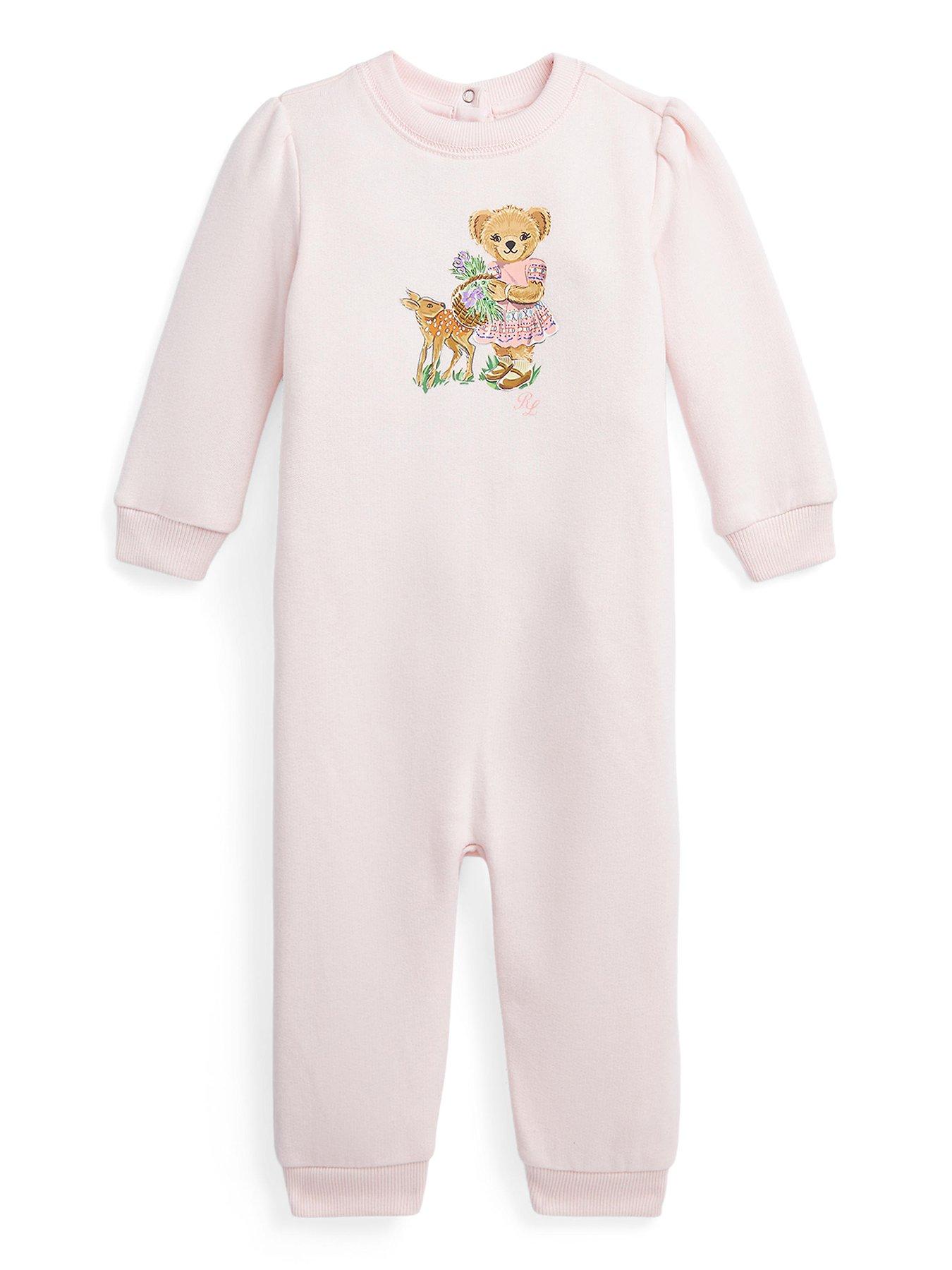 Ralph Lauren Baby Girl Bear One Piece Coverall Romper Delicate Pink very.co.uk