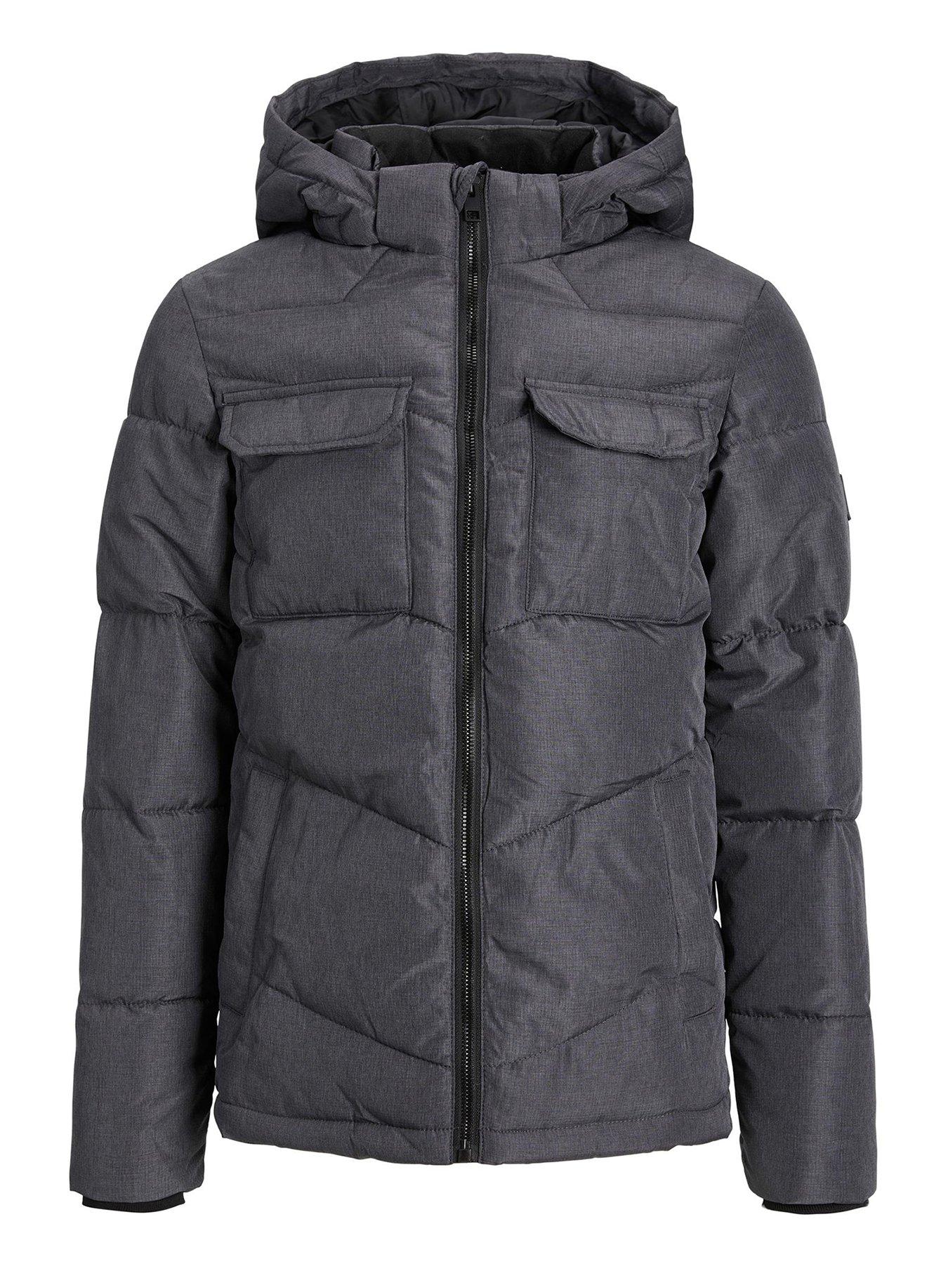 Jack & Jones Junior Boys Mason Padded Jacket - Dark Grey Melange