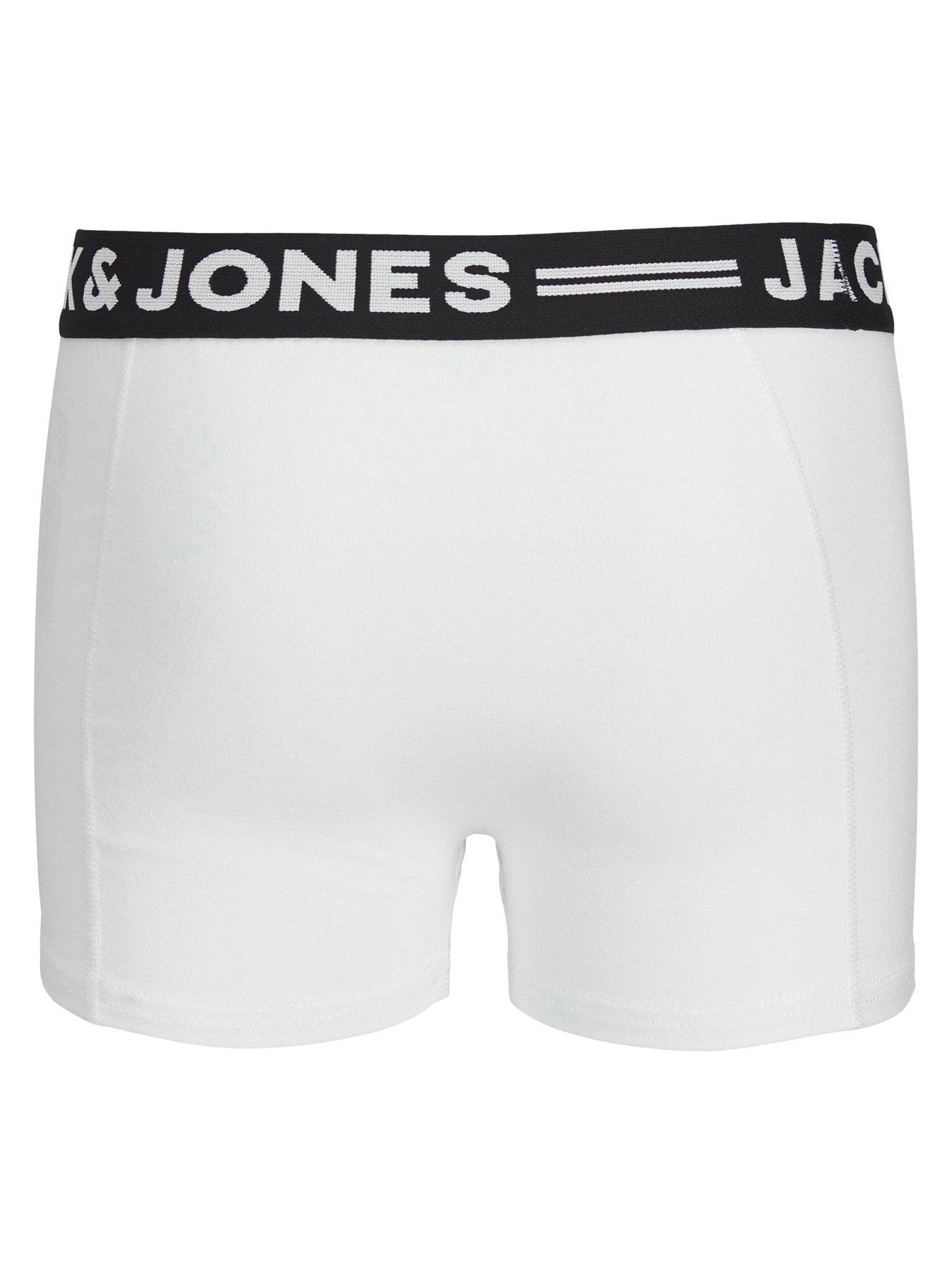 Image 2 of 4 of Jack & Jones Junior Boys Sense 3 Pack Trunks - White/Grey/Black