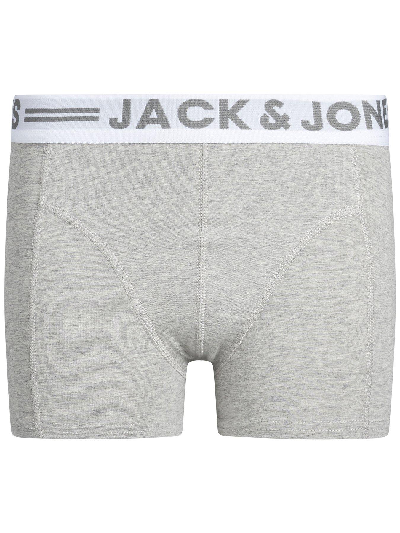 Image 3 of 4 of Jack & Jones Junior Boys Sense 3 Pack Trunks - White/Grey/Black