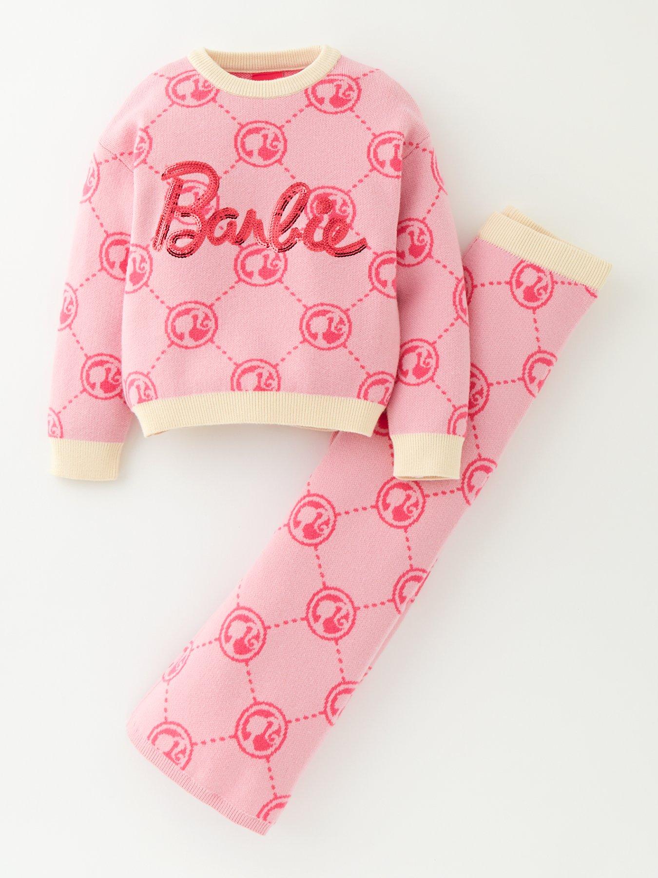 barbie-2-piece-all-over-print-knitted-jumper-and-trouser-set-pink