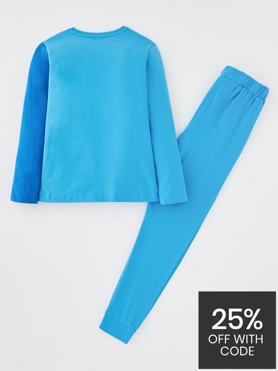 back image of playstation-spliced-long-sleeve-pyjamas-blue