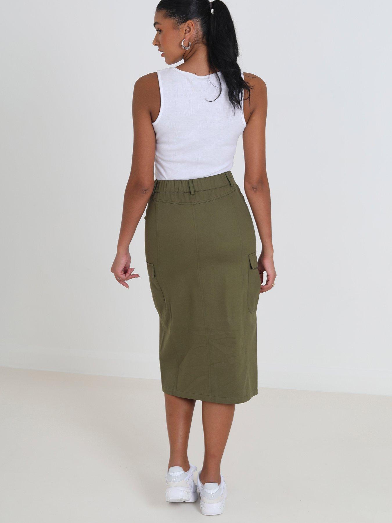 Wardrobe NYC Cotton Midi Cargo Skirt in Black