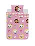  image of gabbys-dollhouse-gabby-and-friends-duvet-cover-set-pink