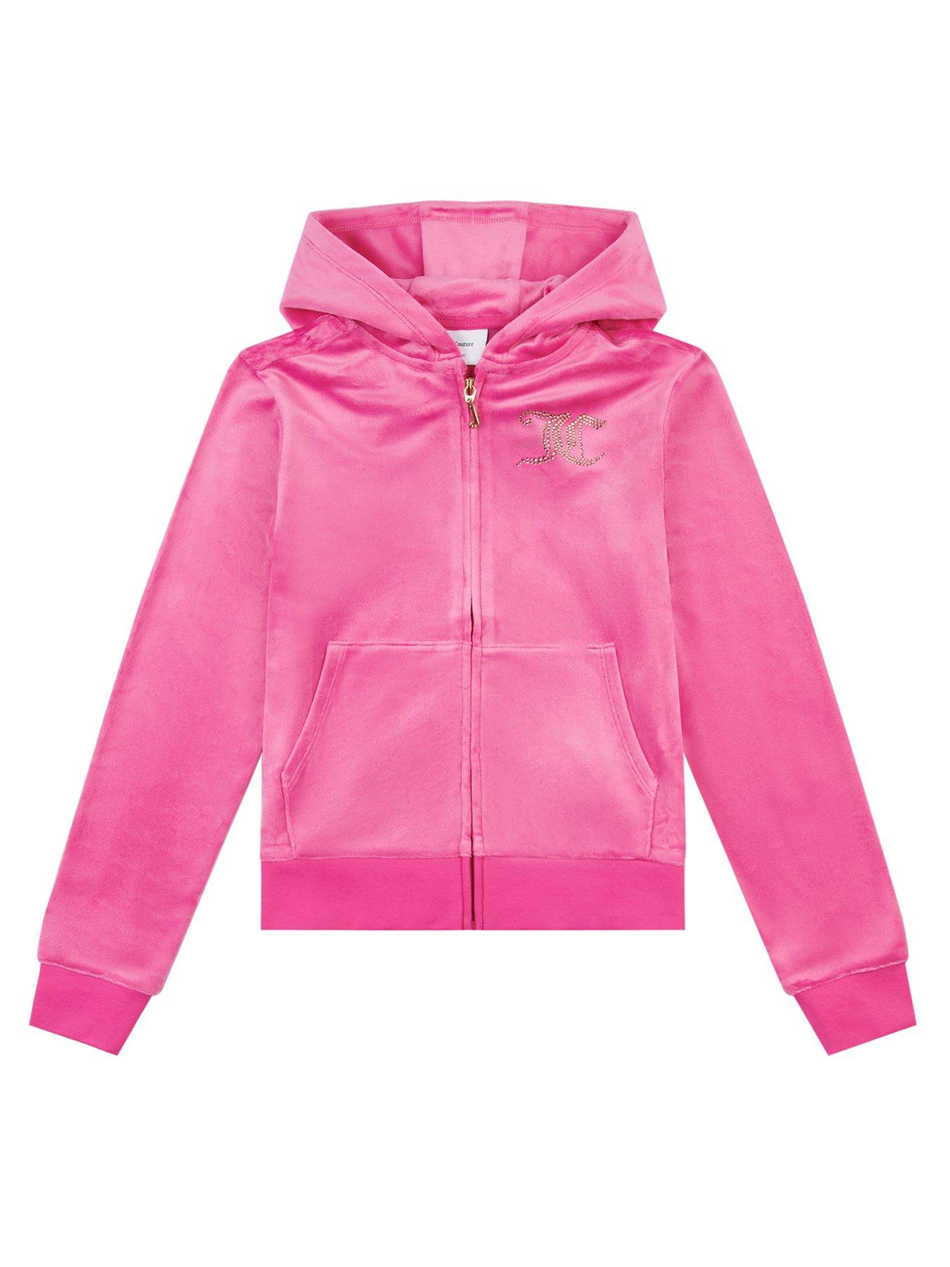 Pink velour cheap zip hoodie