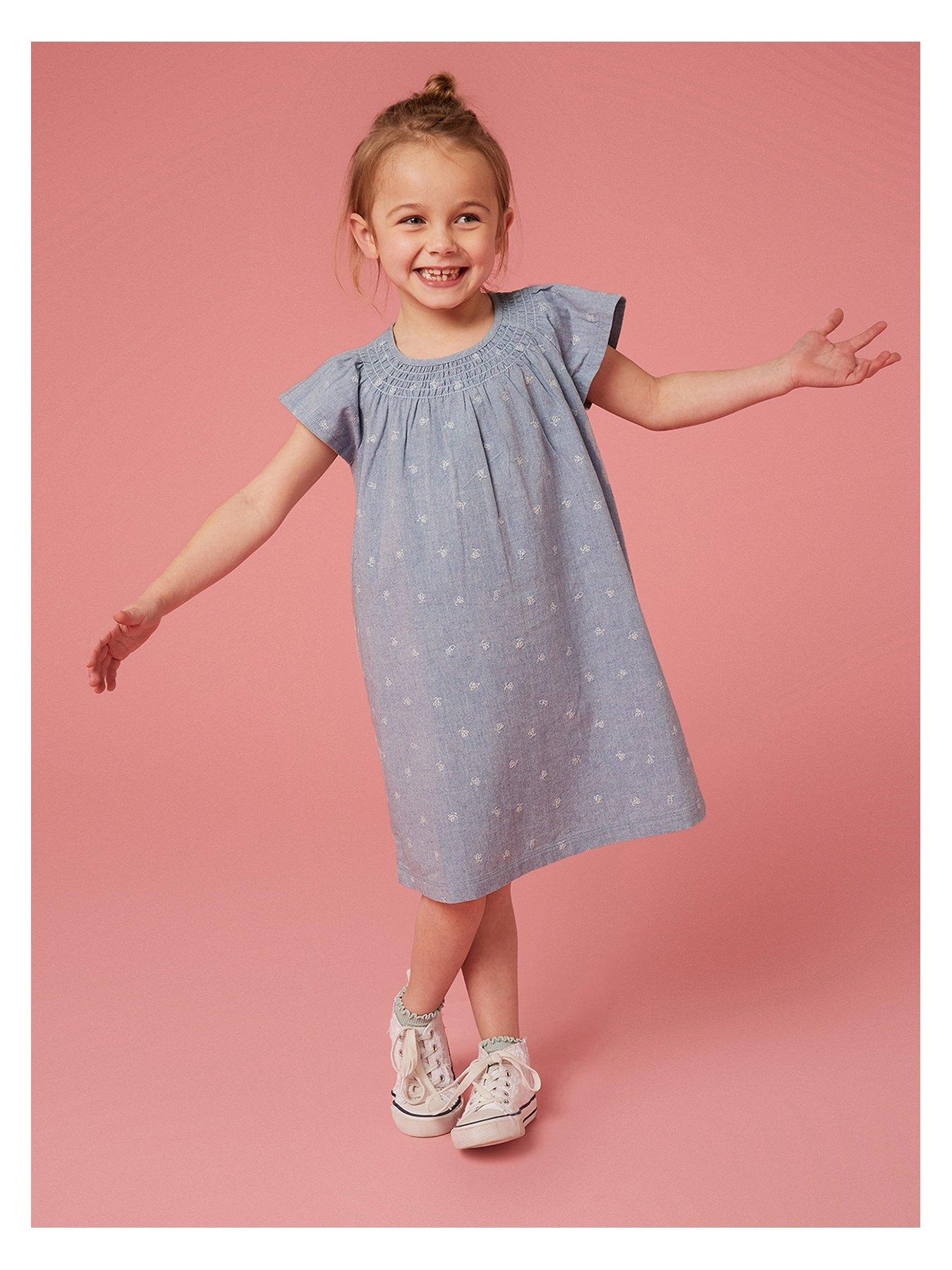 White Stuff Girls Chambray Frill Dress Blue very.co.uk
