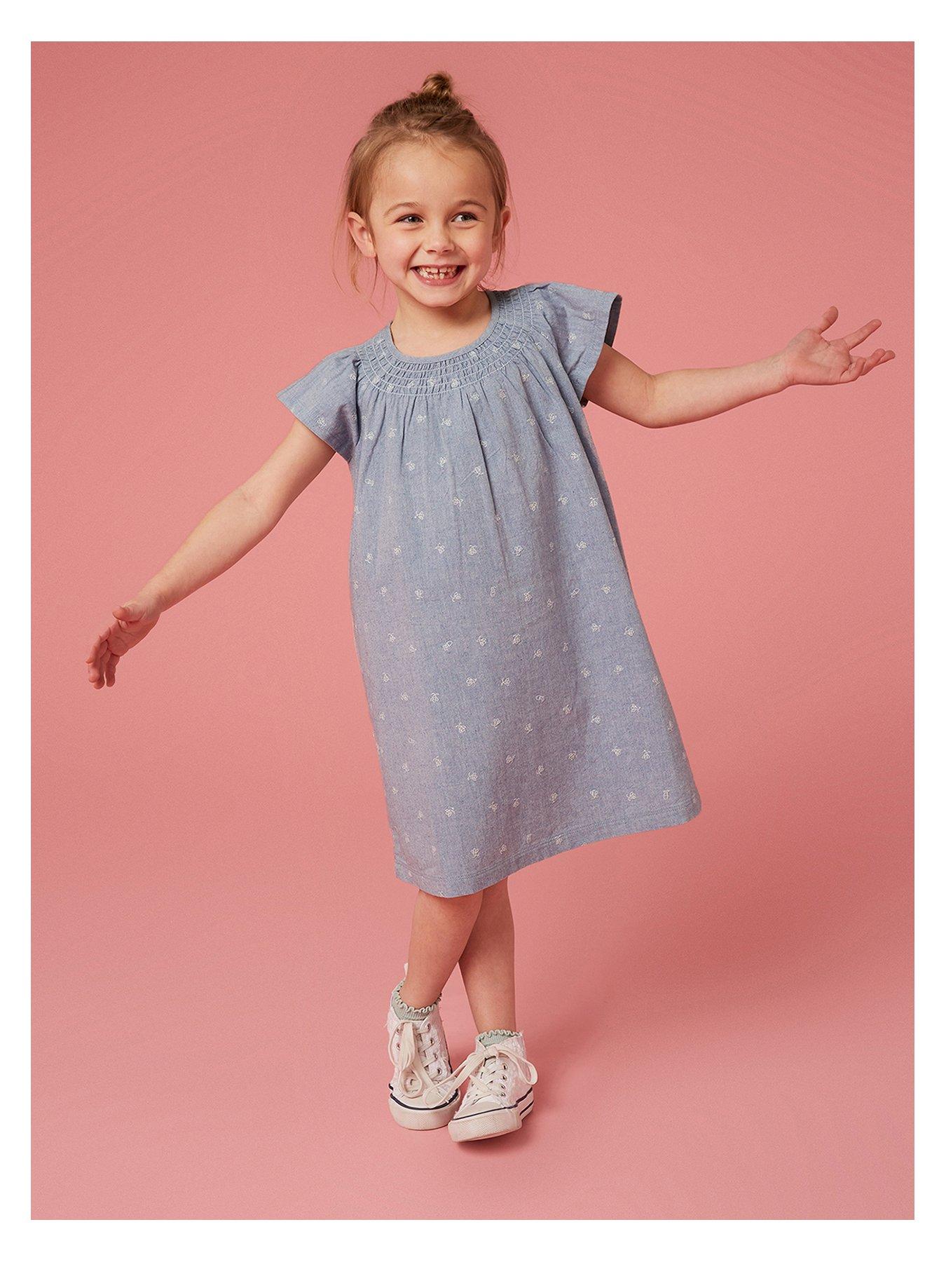 White Stuff Girls Chambray Frill Dress - Blue | very.co.uk