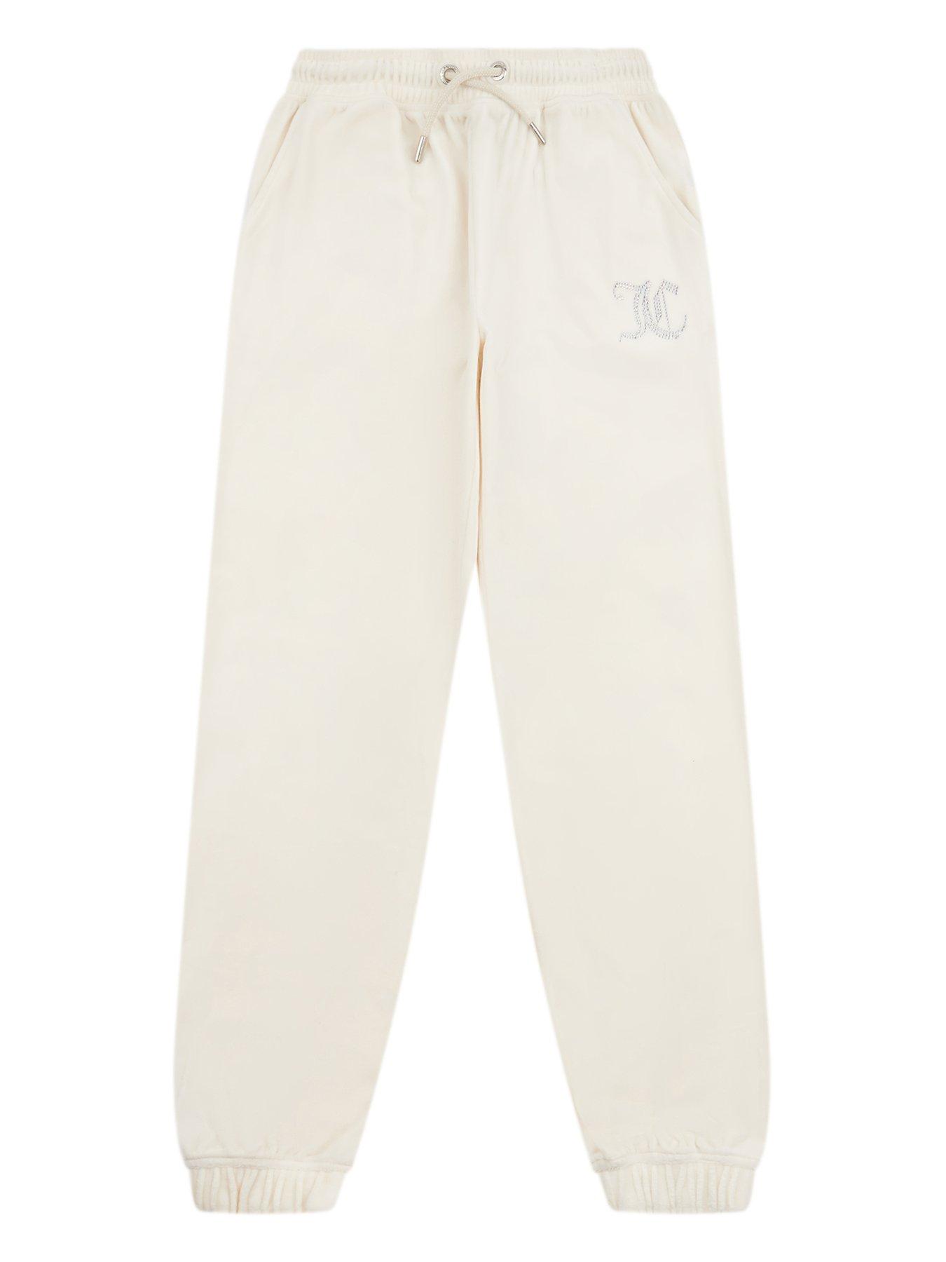 Juicy Couture Girls Diamante Velour Loose Joggers - Vanilla Ice | Very ...