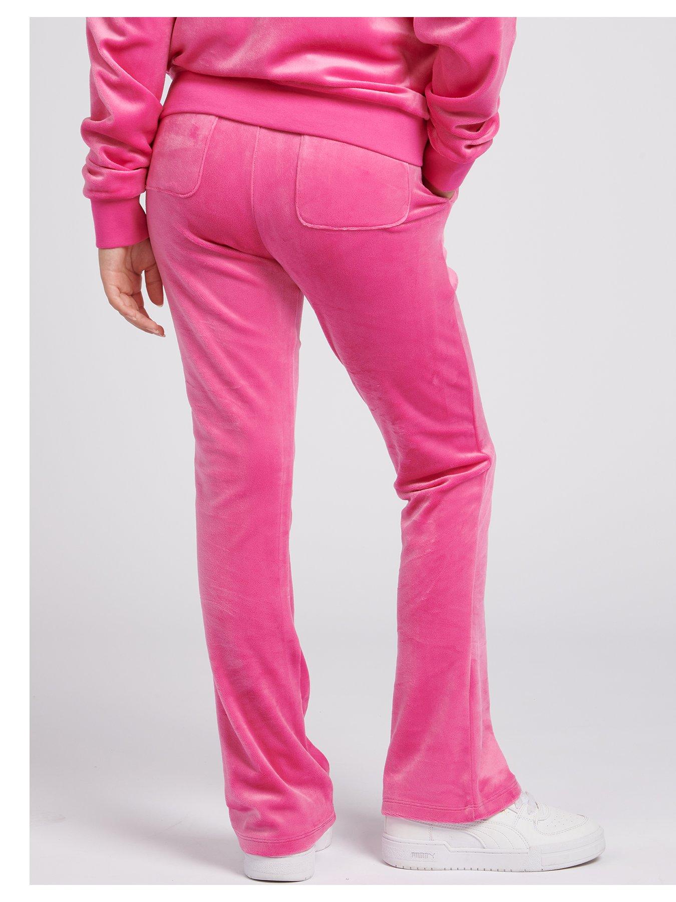 Juicy Couture Girls Diamante Zip Through Velour Hoodie & Bootcut Bottoms  Set - Pink