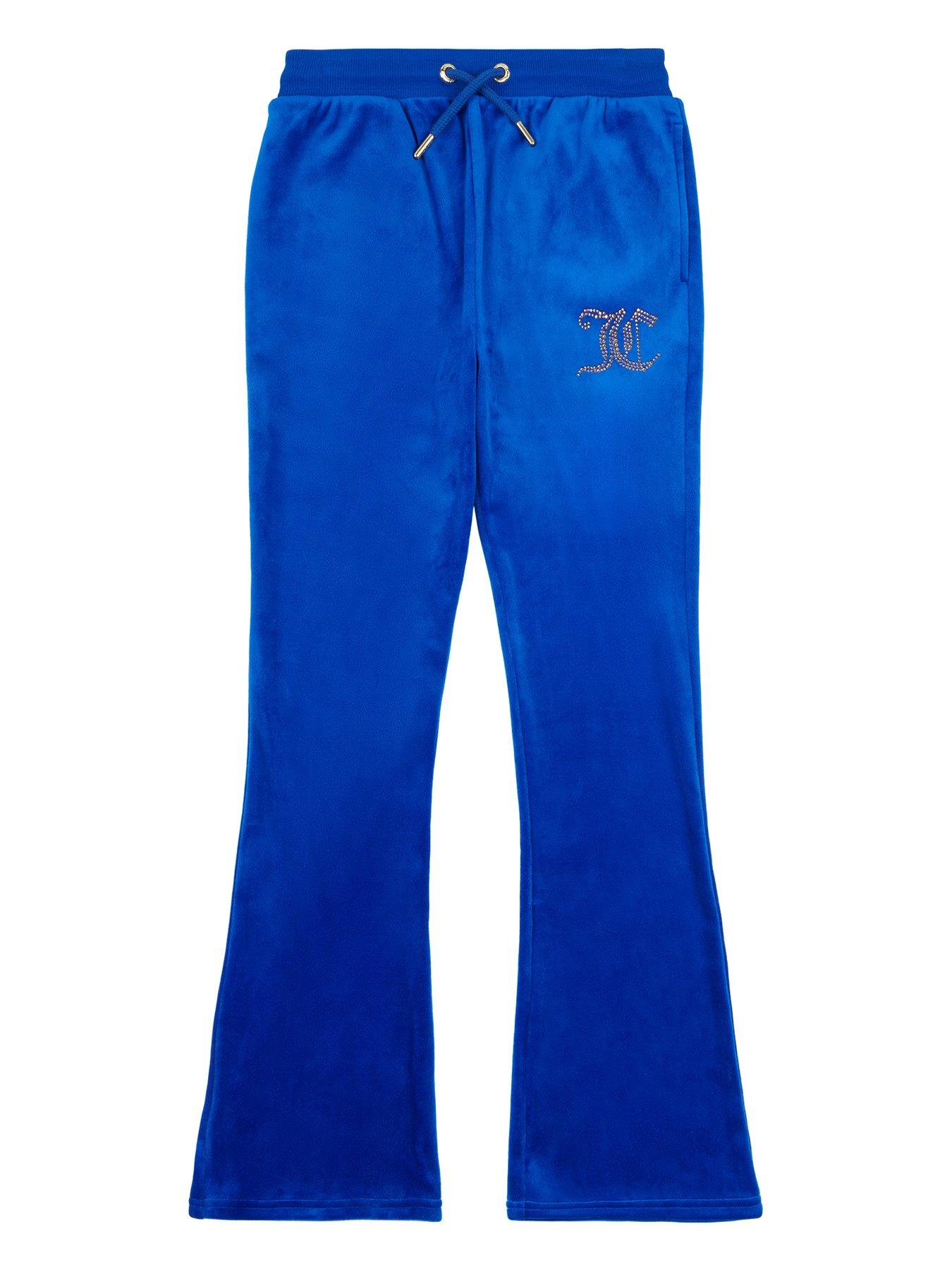 Juicy Couture Girls Diamante Velour Bootcut Joggers - Night Sky