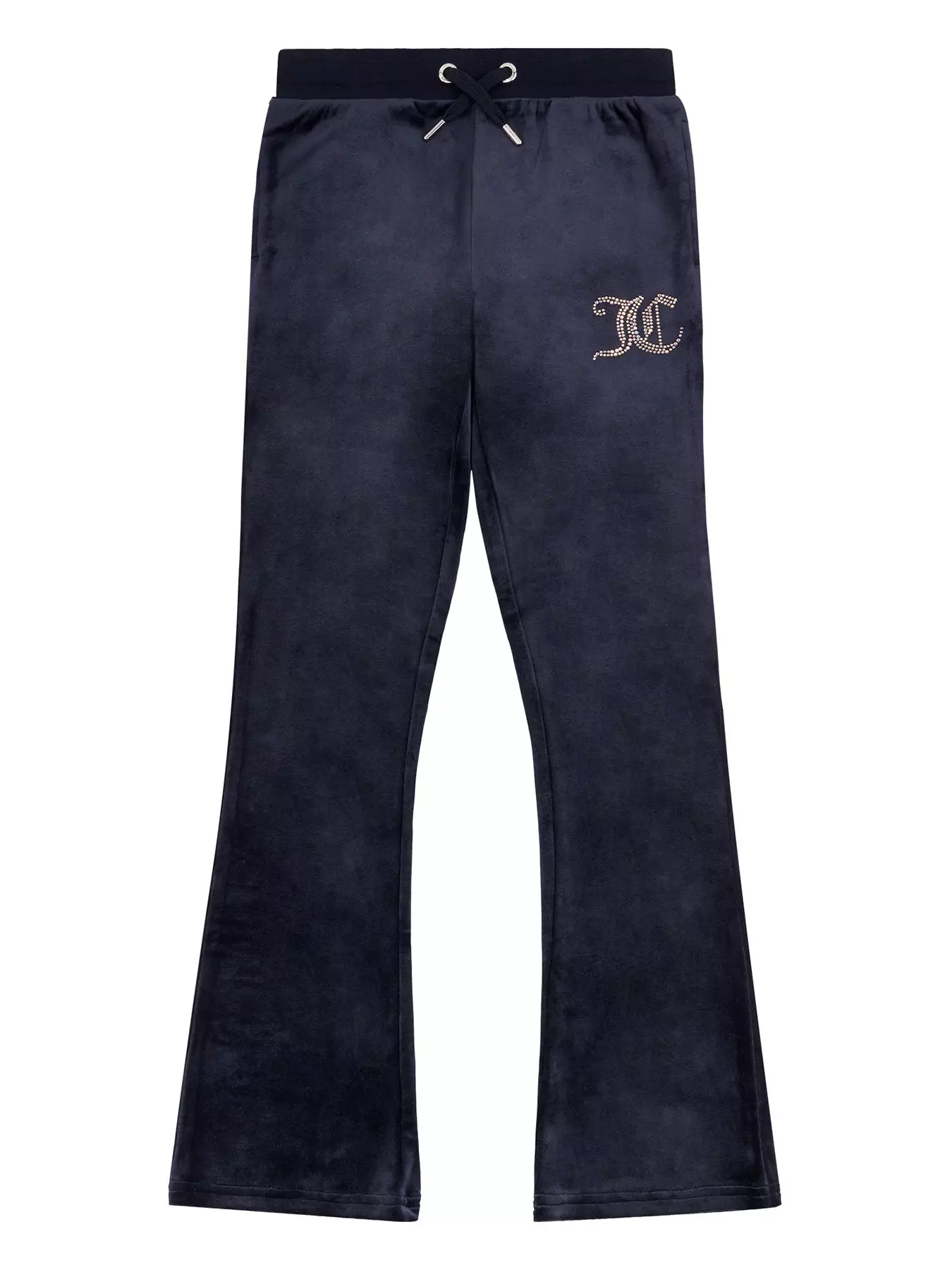 Juicy Couture Girls Diamante Zip Through Velour Hoodie & Bootcut Bottoms  Set - Night Sky Navy