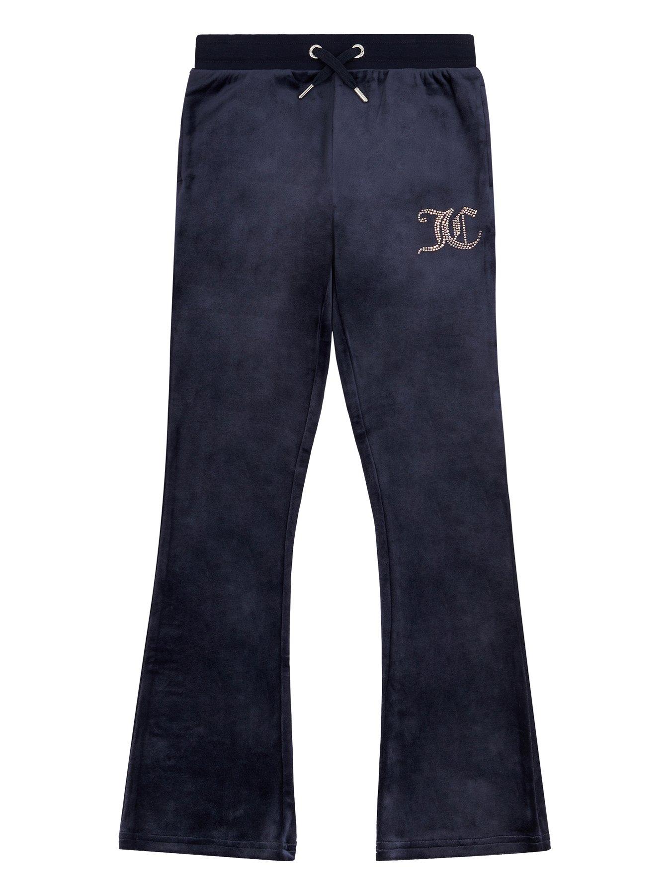 Buy Juicy Couture Girls Diamante Velour Bootcut Wide Leg Joggers Night Sky