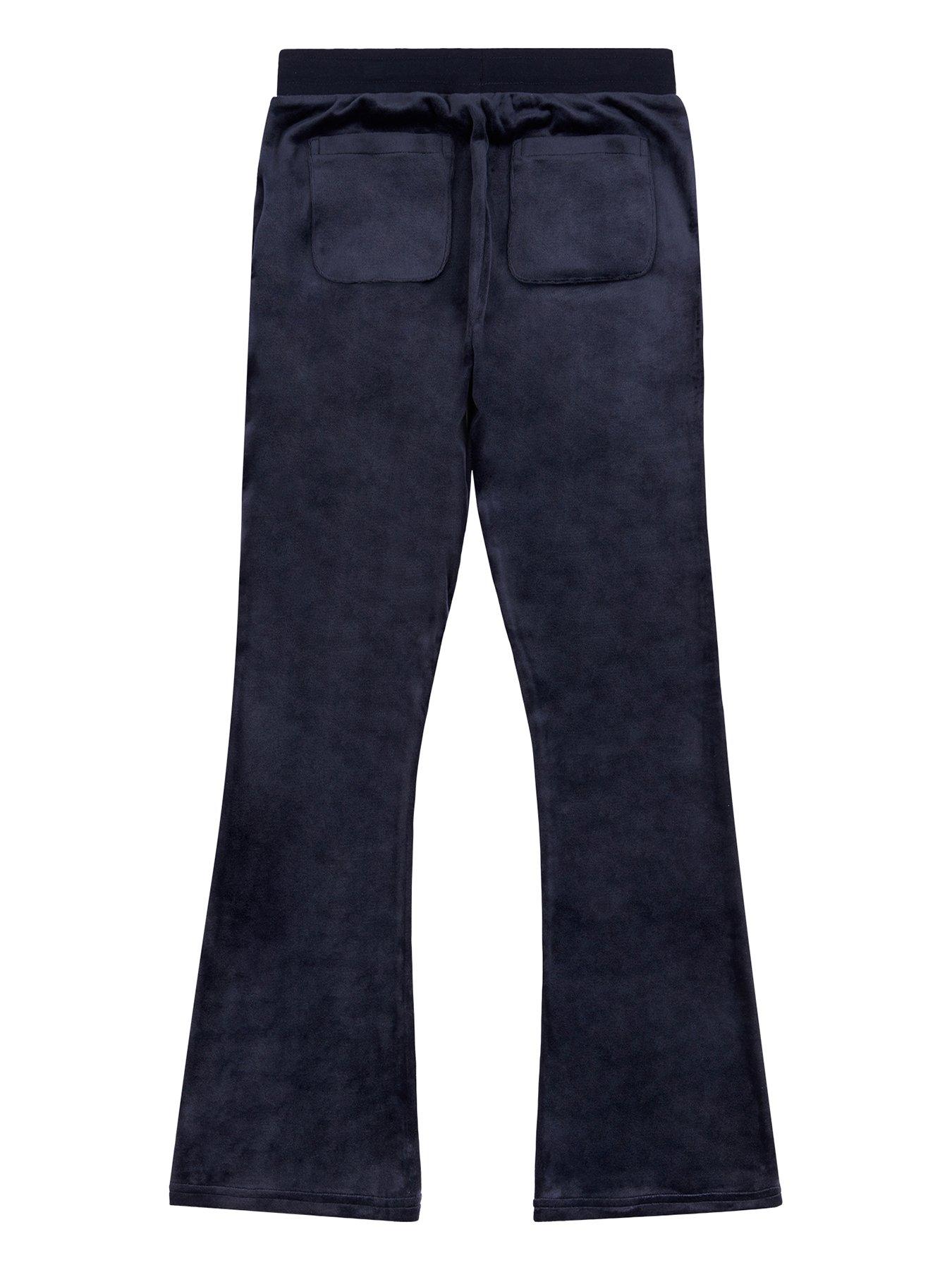 Juicy Couture Girls Diamante Velour Bootcut Joggers - Night Sky