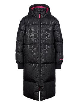 juicy couture girls monogram quilted padded coat - black