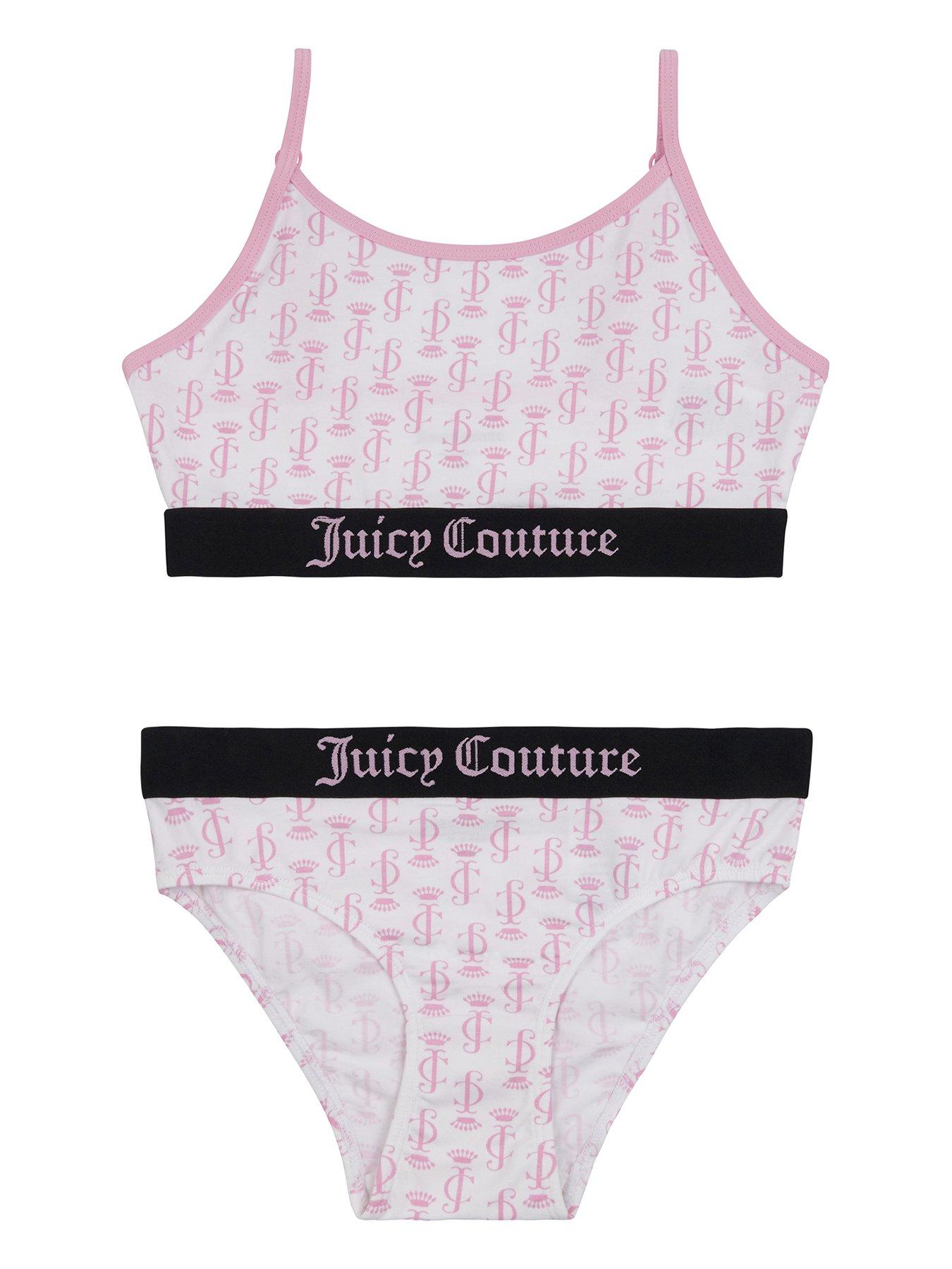 Juicy Couture Girls All Over Print Bralette and Brief Underwear Set