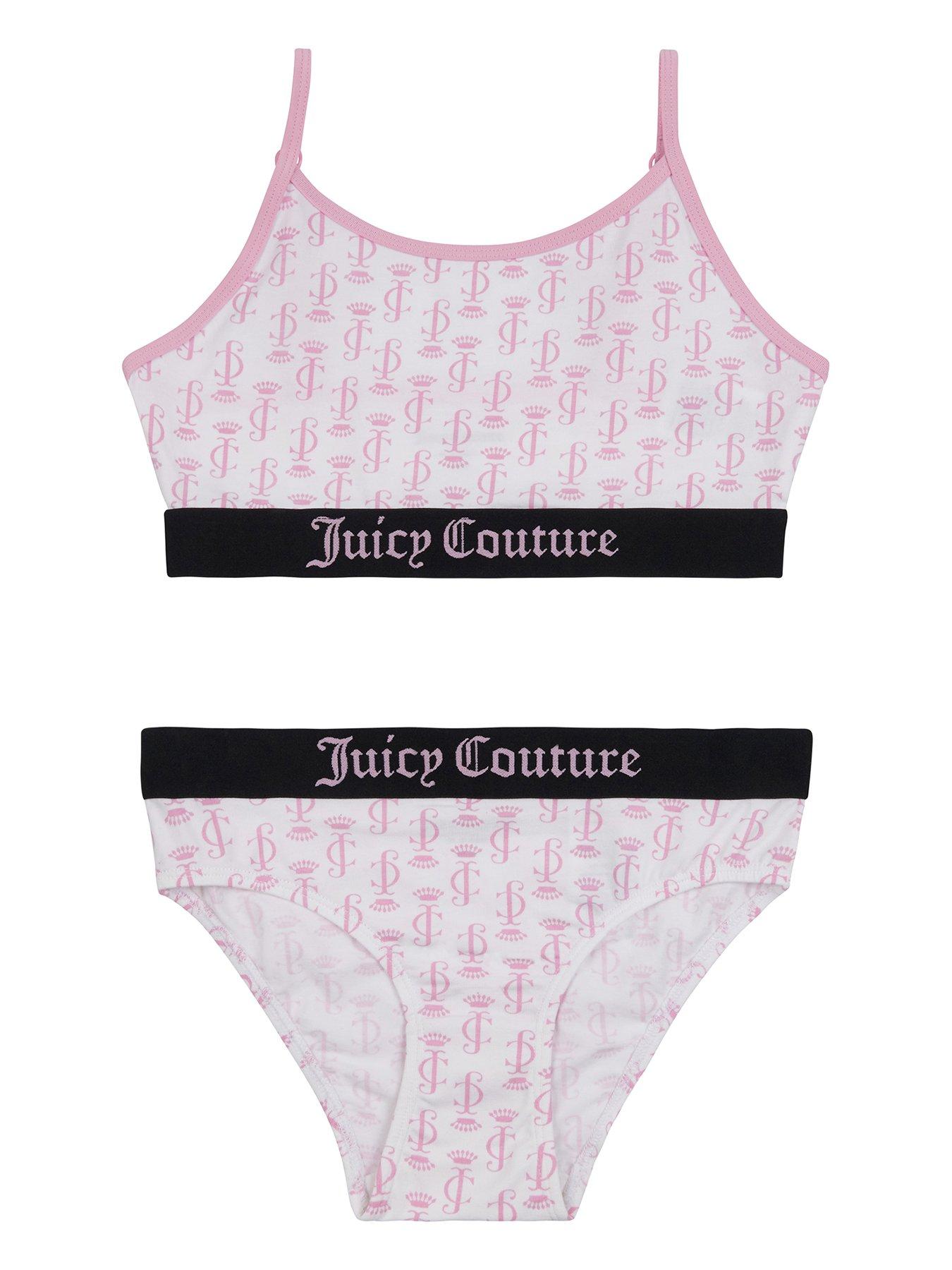 Juicy Couture Girls All Over Print Bralette and Brief Underwear